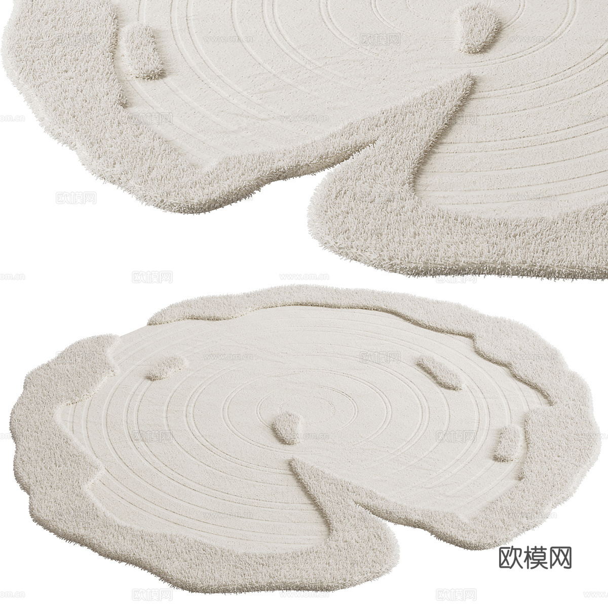 现代奶油风羊毛布艺地毯3d模型