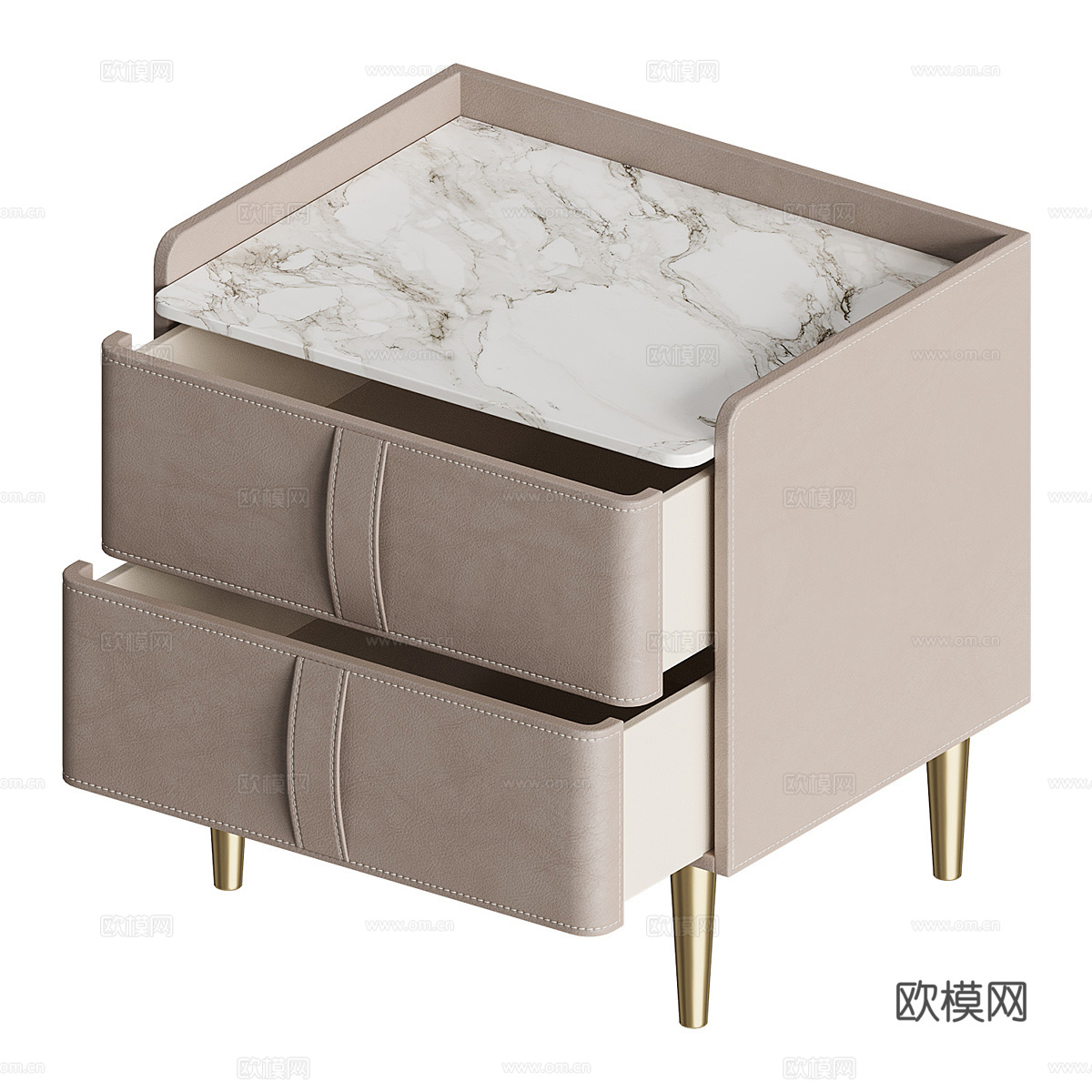 现代意式轻奢皮革床头柜3d模型