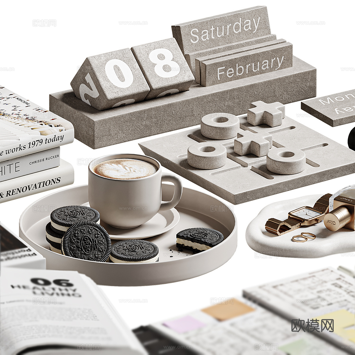 现代意式饰品摆件组合3d模型