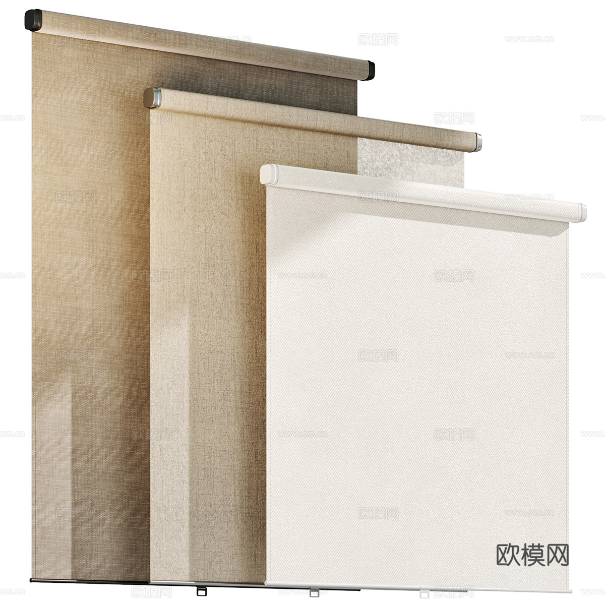 现代极简布艺卷帘3d模型