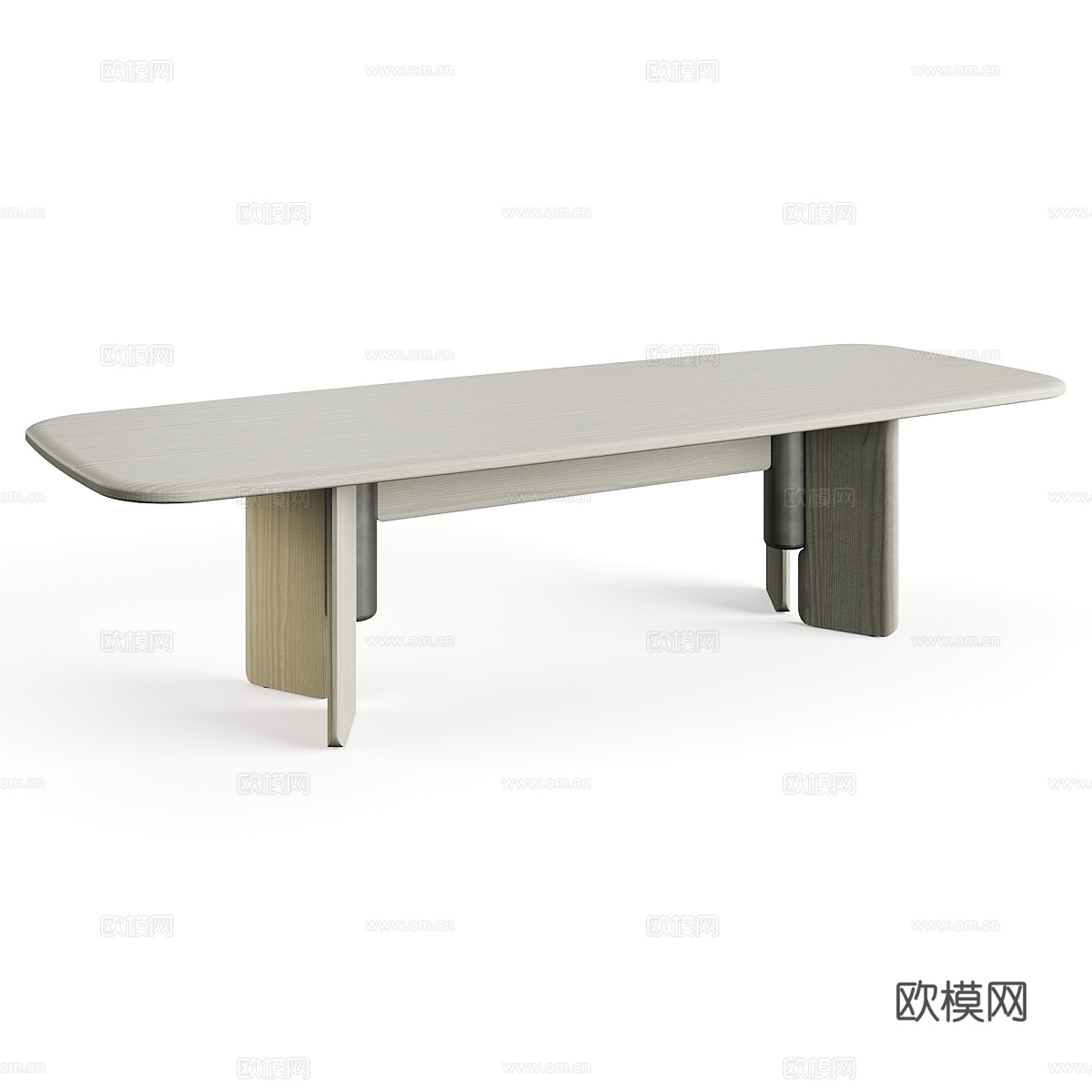 现代意式实木长餐桌3d模型
