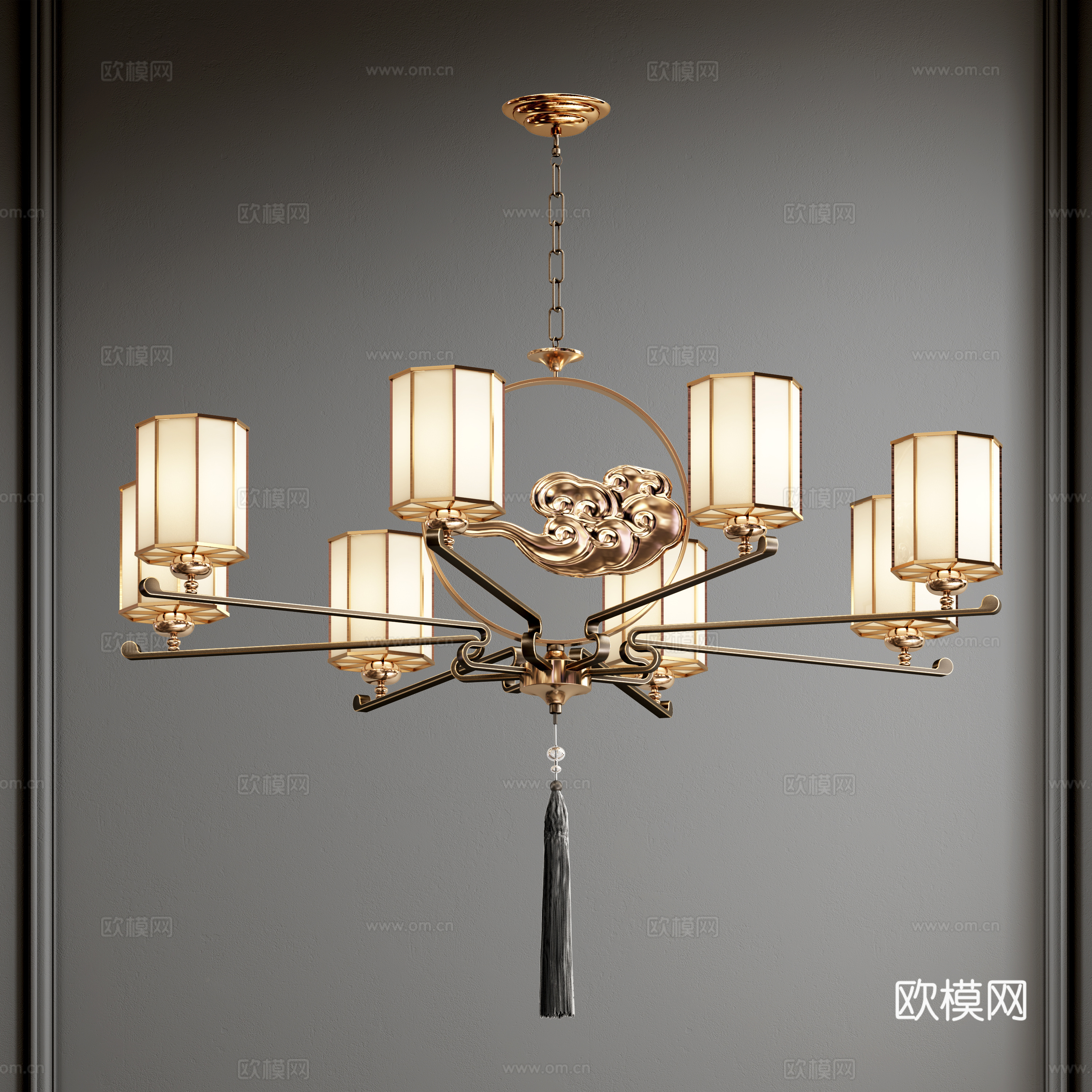 新中式多头吊灯 雕花灯 客厅吊灯 餐厅吊灯 别墅吊灯su模型