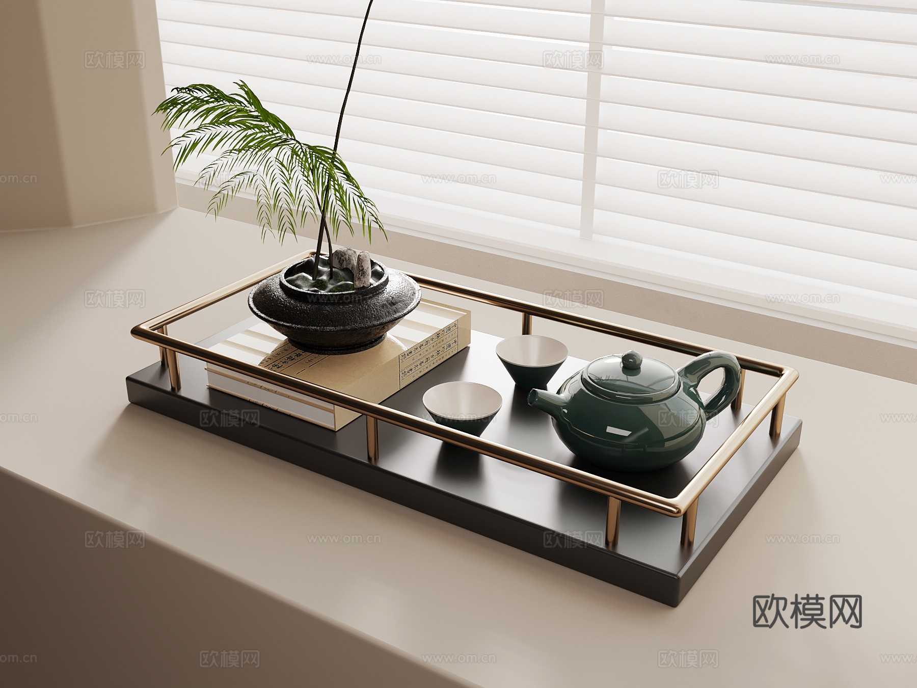 新中式茶具 摆件3d模型
