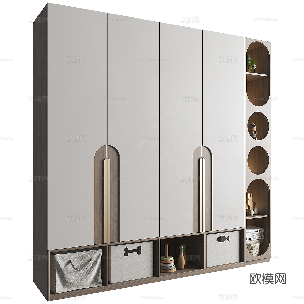 现代意式儿童开门衣柜3d模型