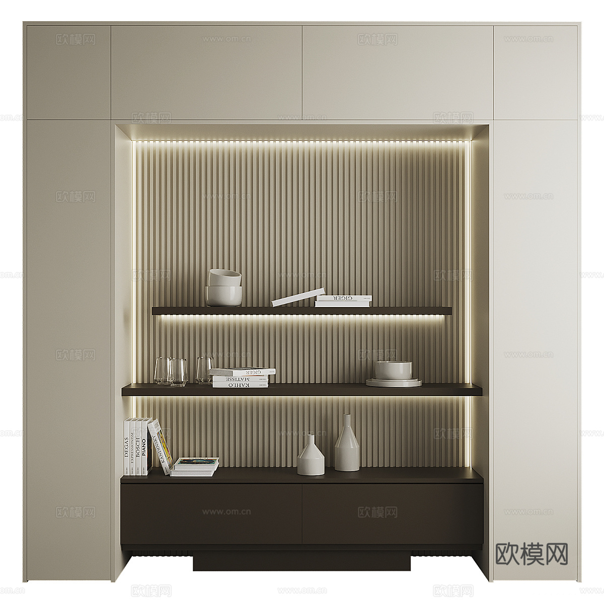 现代极简装饰书柜3d模型