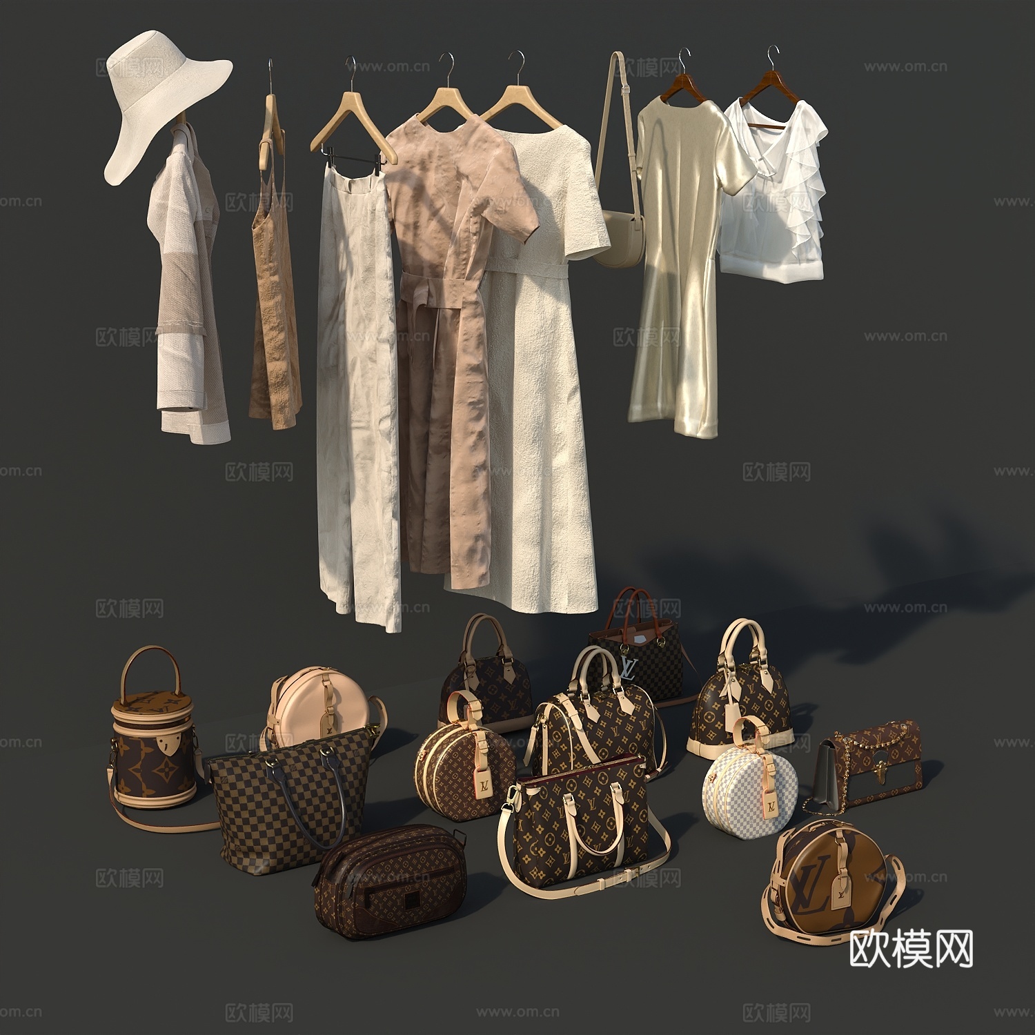 衣服鞋子包包名片包包女生衣服3d模型
