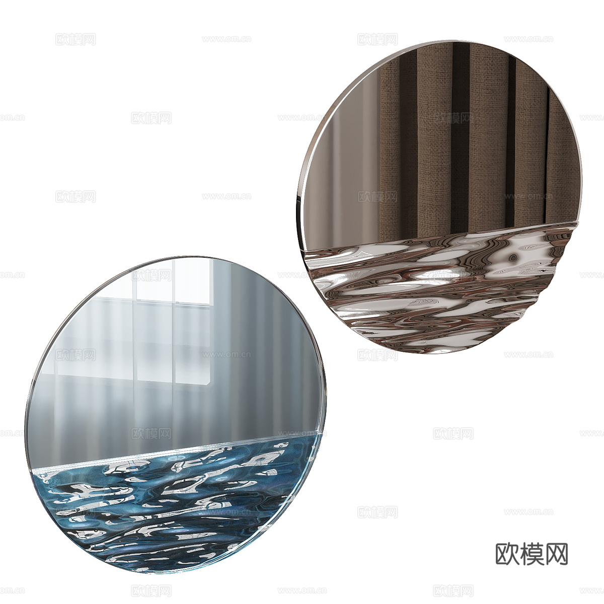 现代意式装饰圆镜3d模型