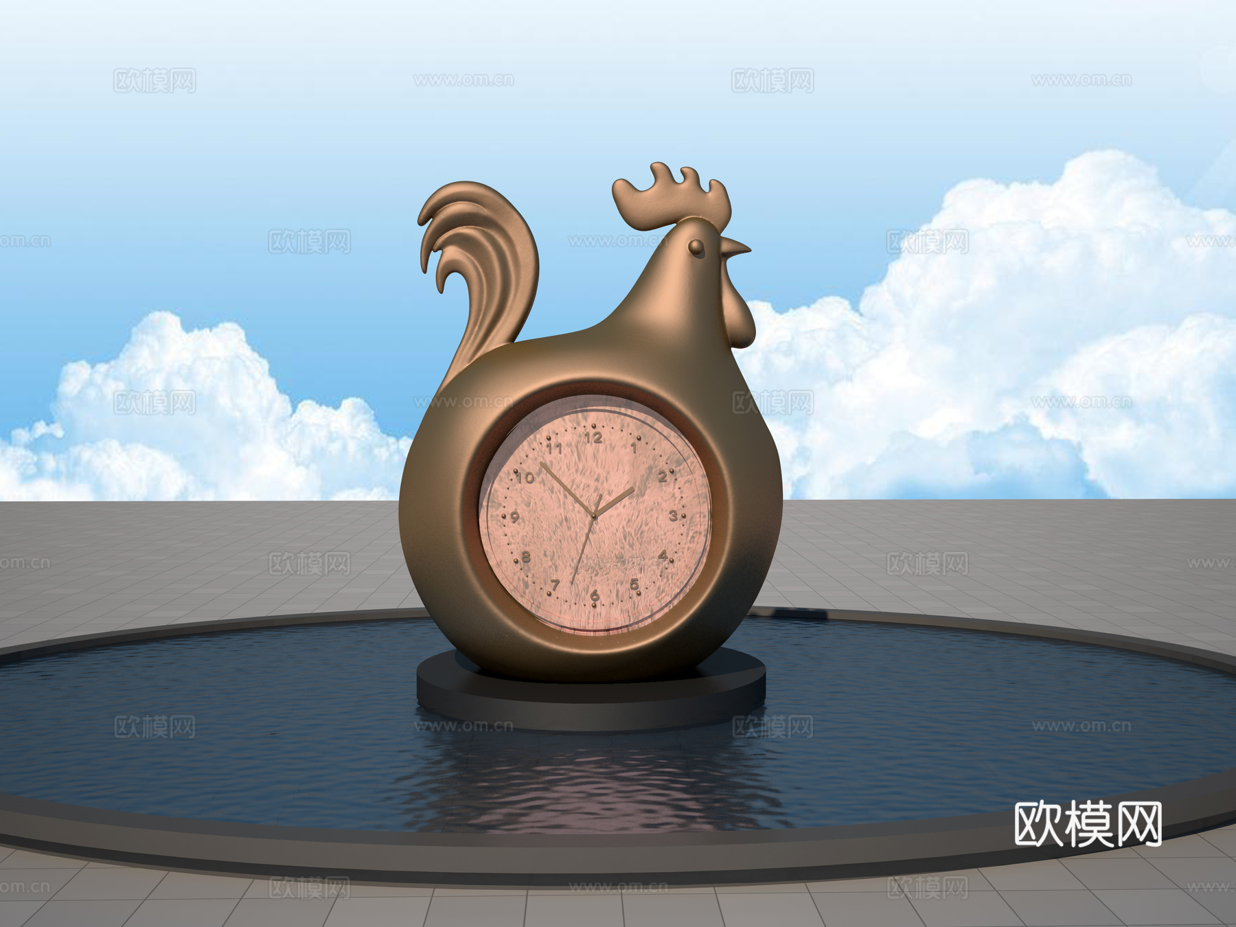 现代公鸡造型时钟3d模型