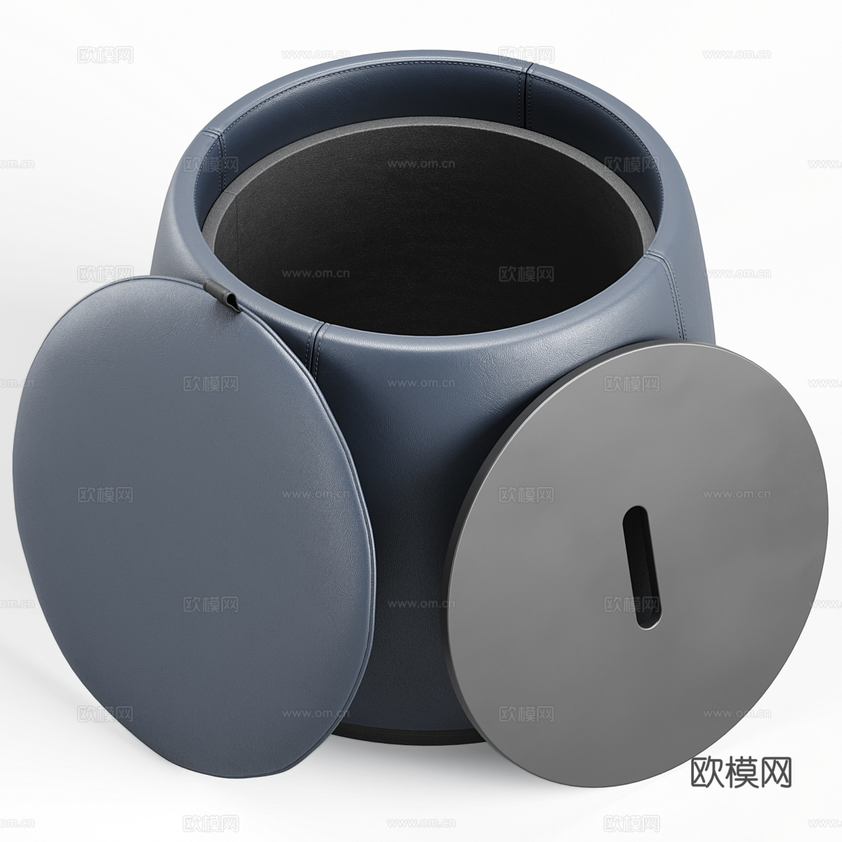 现代意式布艺皮革储物凳3d模型
