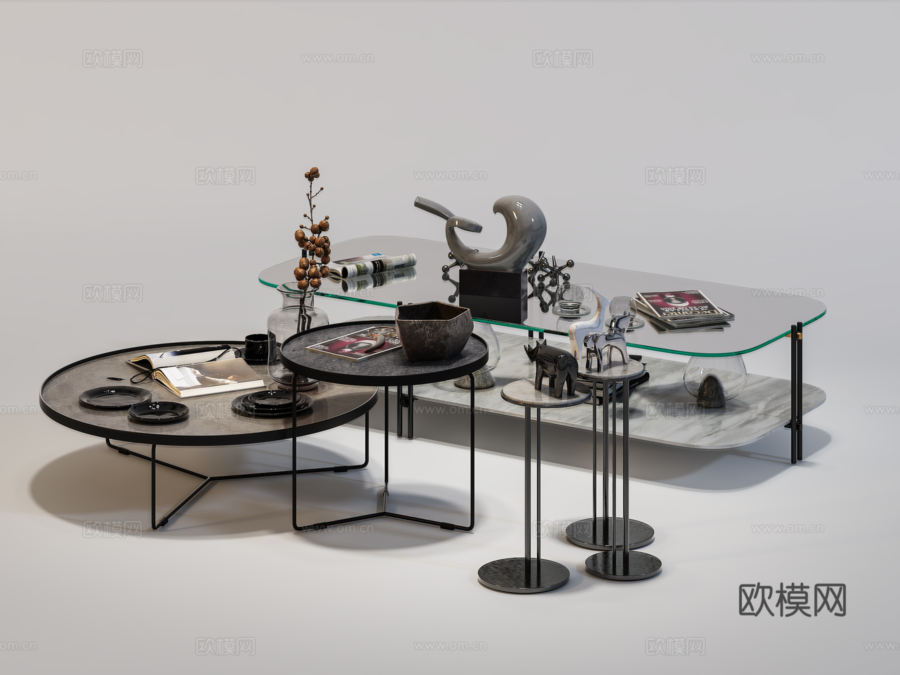 现代北欧装饰品组合   茶几组合3d模型
