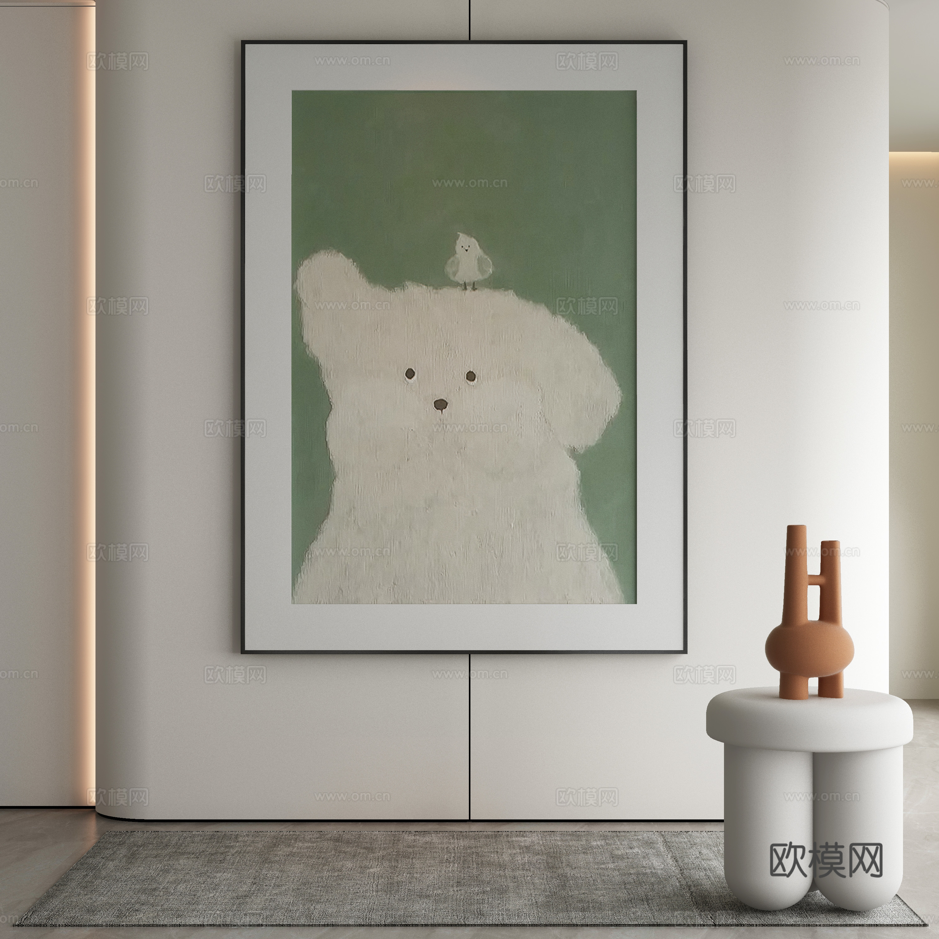 现代侘寂挂画 油画3d模型