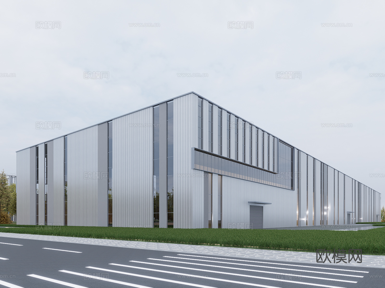 现代厂房  现代工业厂房 多层厂房 厂房建筑 现代简约厂房su模型