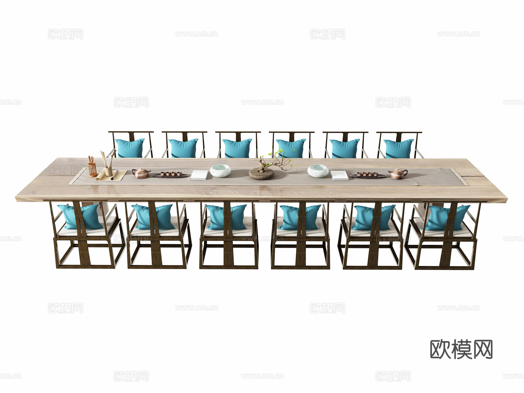 中式茶台茶桌椅组合3d模型