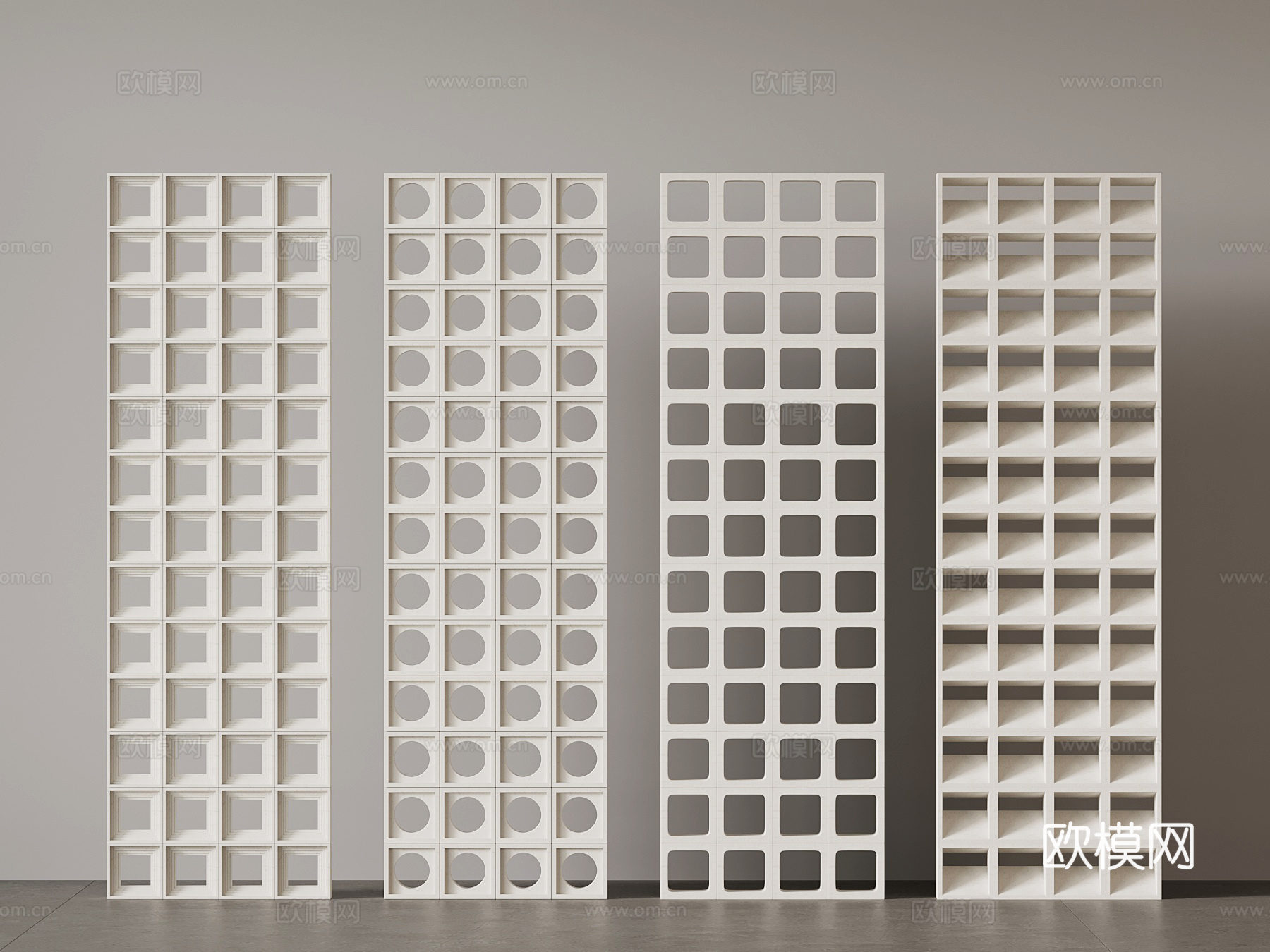 隔断 侘寂现代隔断 侘寂水泥砖 现代水泥砖 预制镂空水泥砖3d模型