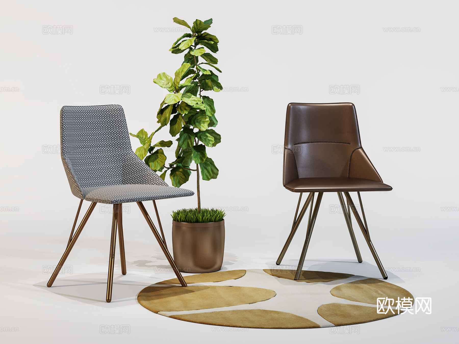 现代休闲椅 皮椅布椅 餐椅单椅3d模型
