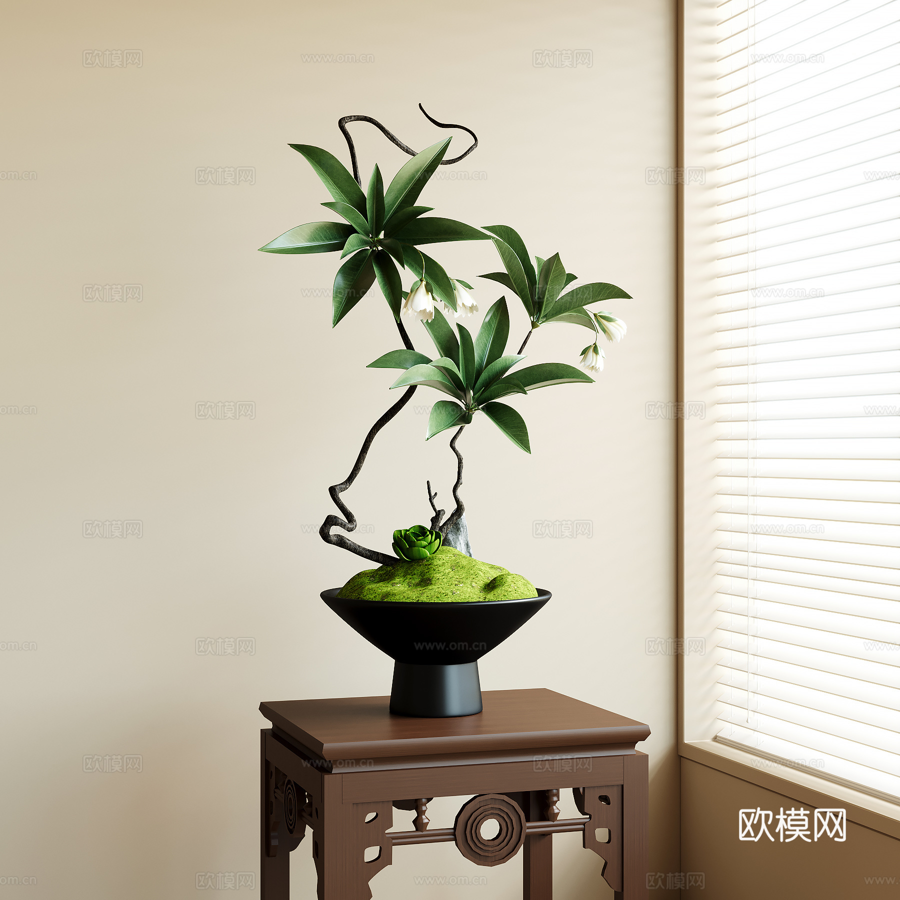 新中式花瓶花艺3d模型