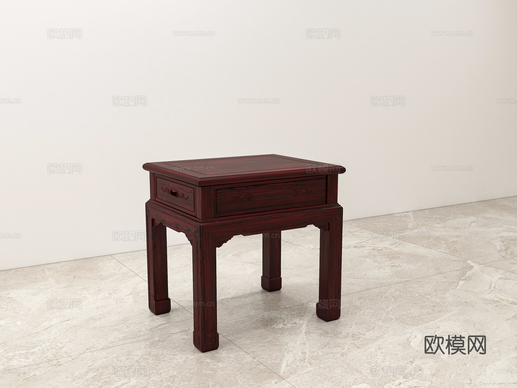 中式小茶几 小方几 雕花造型 实木红木3d模型