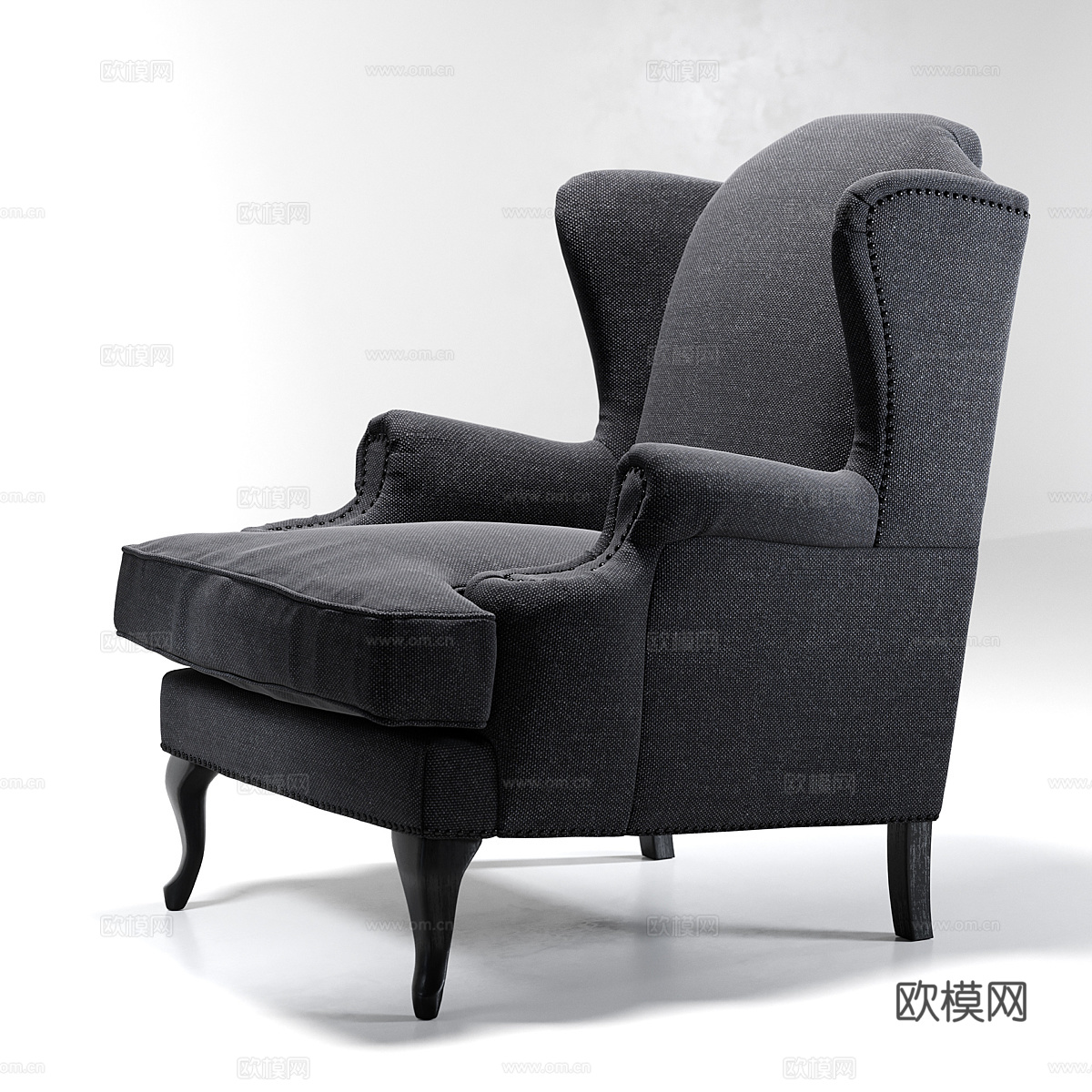 美式简约布艺扶手椅3d模型