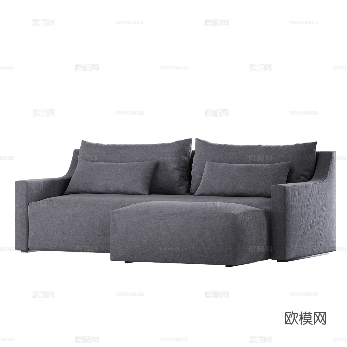 现代意式布艺休闲沙发3d模型下载（渲染图2）