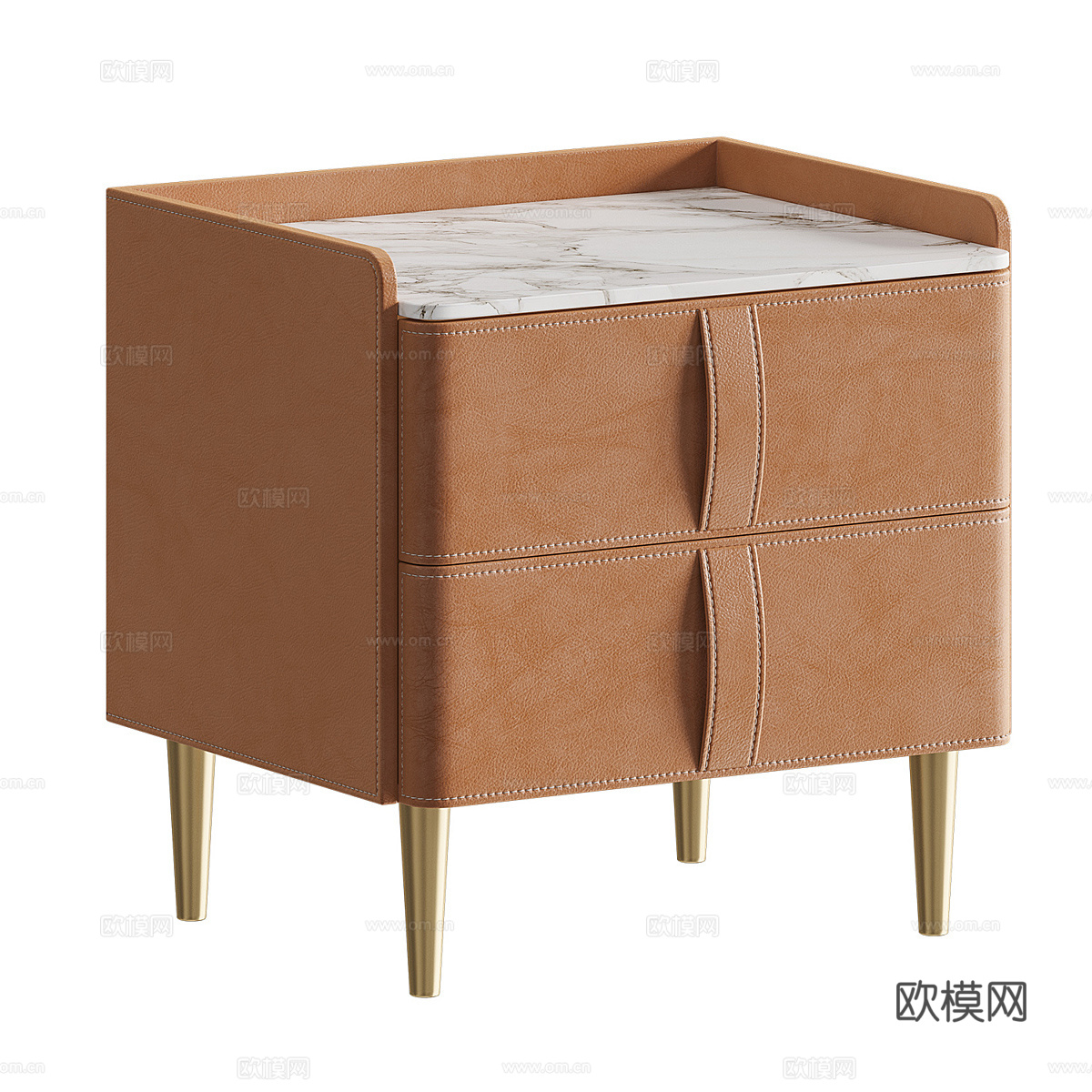 现代意式轻奢皮革床头柜3d模型