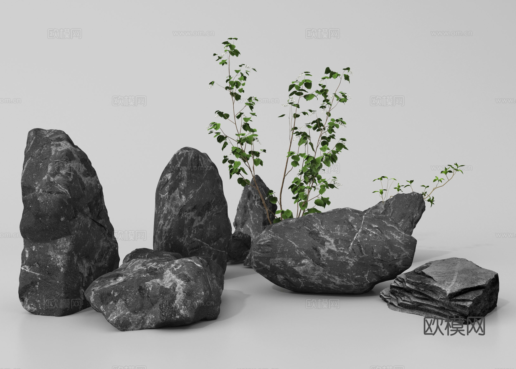 景观石 石头造景 石块 假山3d模型