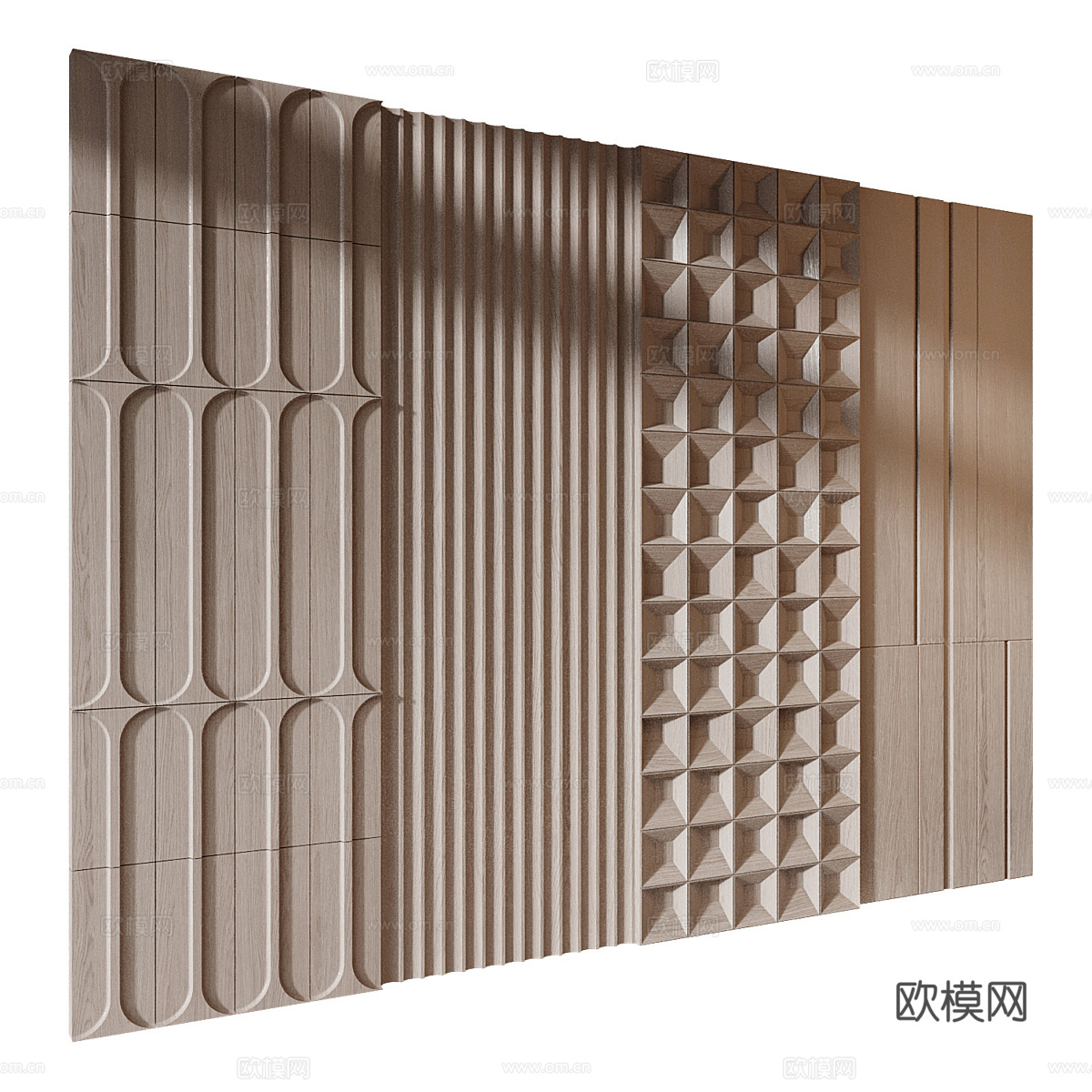 新中式实木装饰墙板3d模型