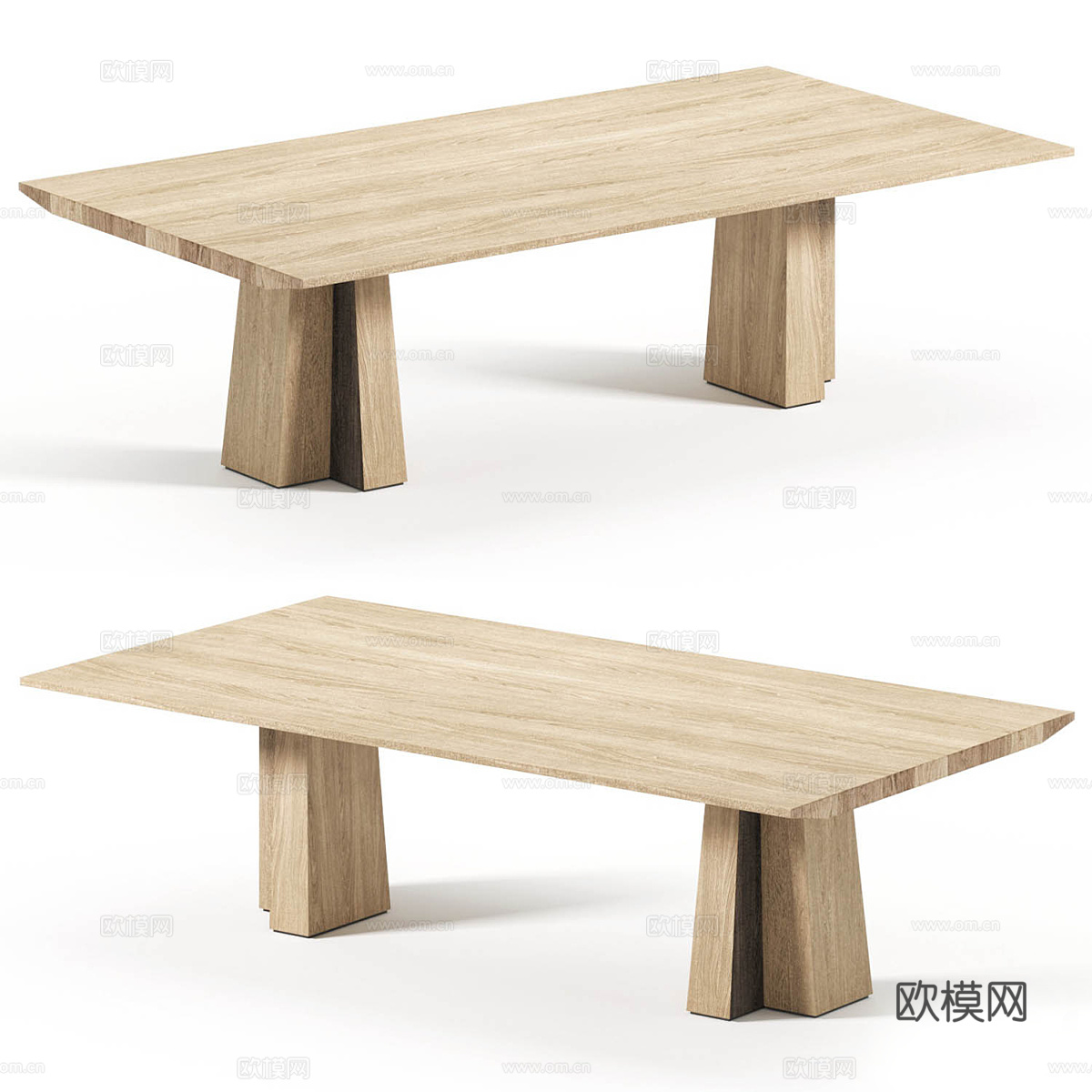 新中式原木长餐桌 实木茶桌3d模型
