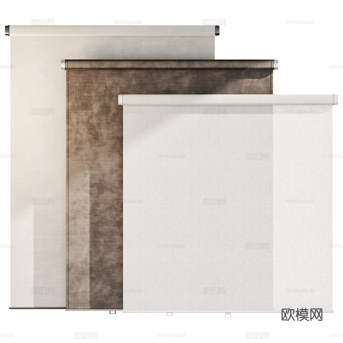 现代极简布艺卷帘3d模型