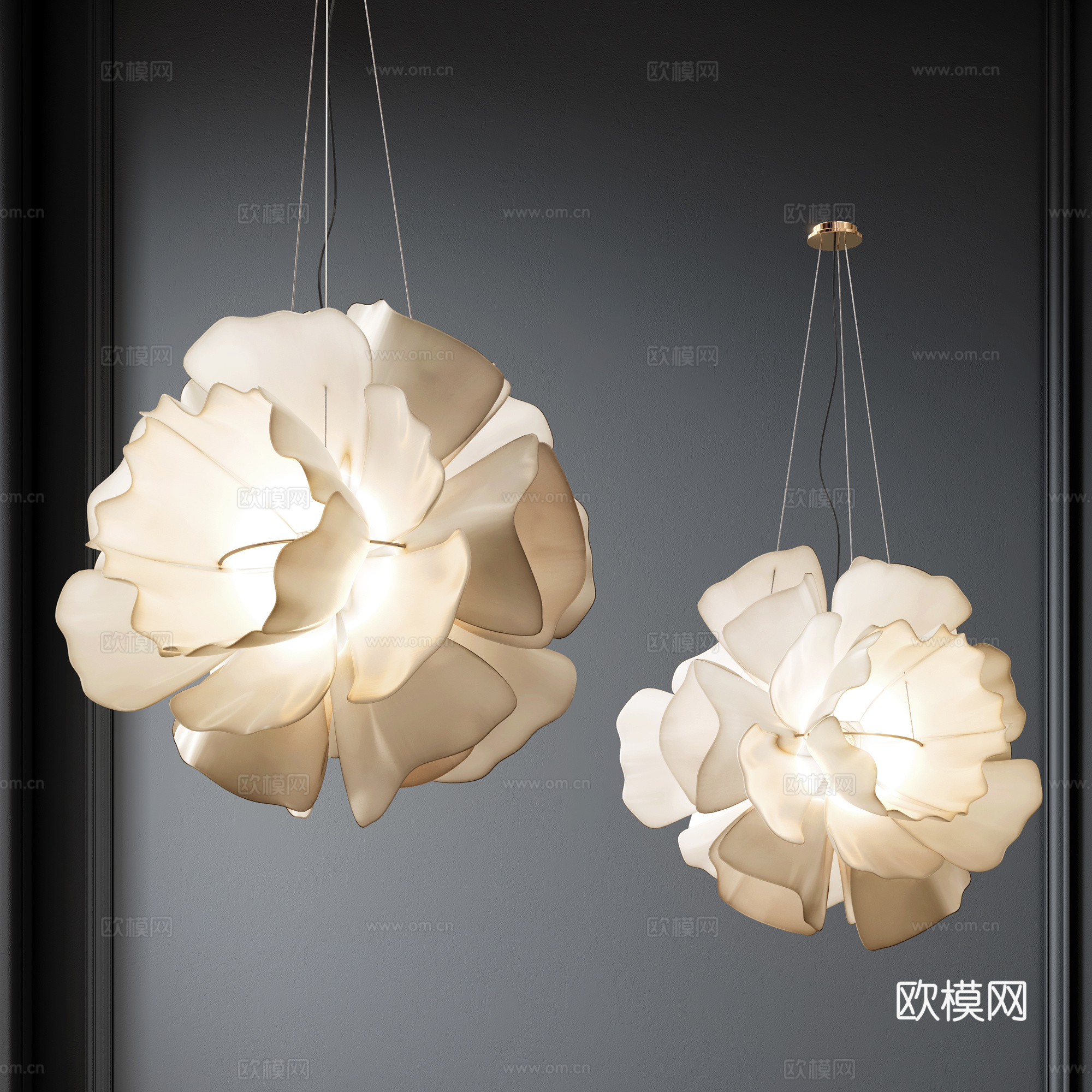 现代花瓣艺术吊灯 餐厅吊灯 卧室吊灯 儿童房吊灯su模型