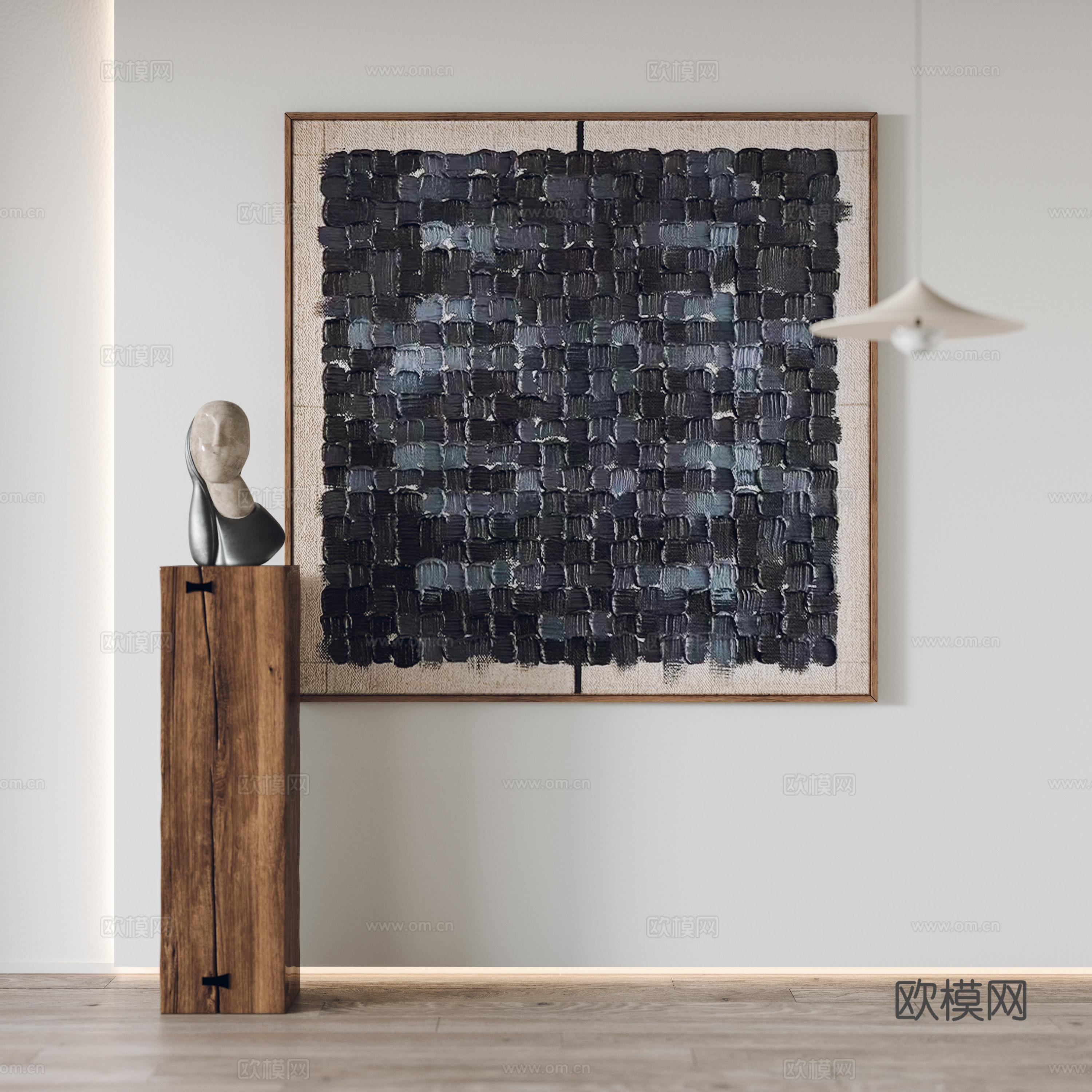 现代挂画 装饰画 雕塑 吊灯3d模型