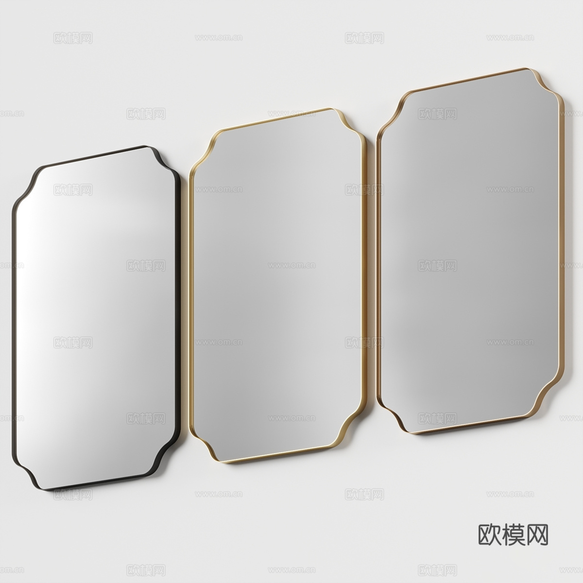 新中式轻奢装饰镜子3d模型