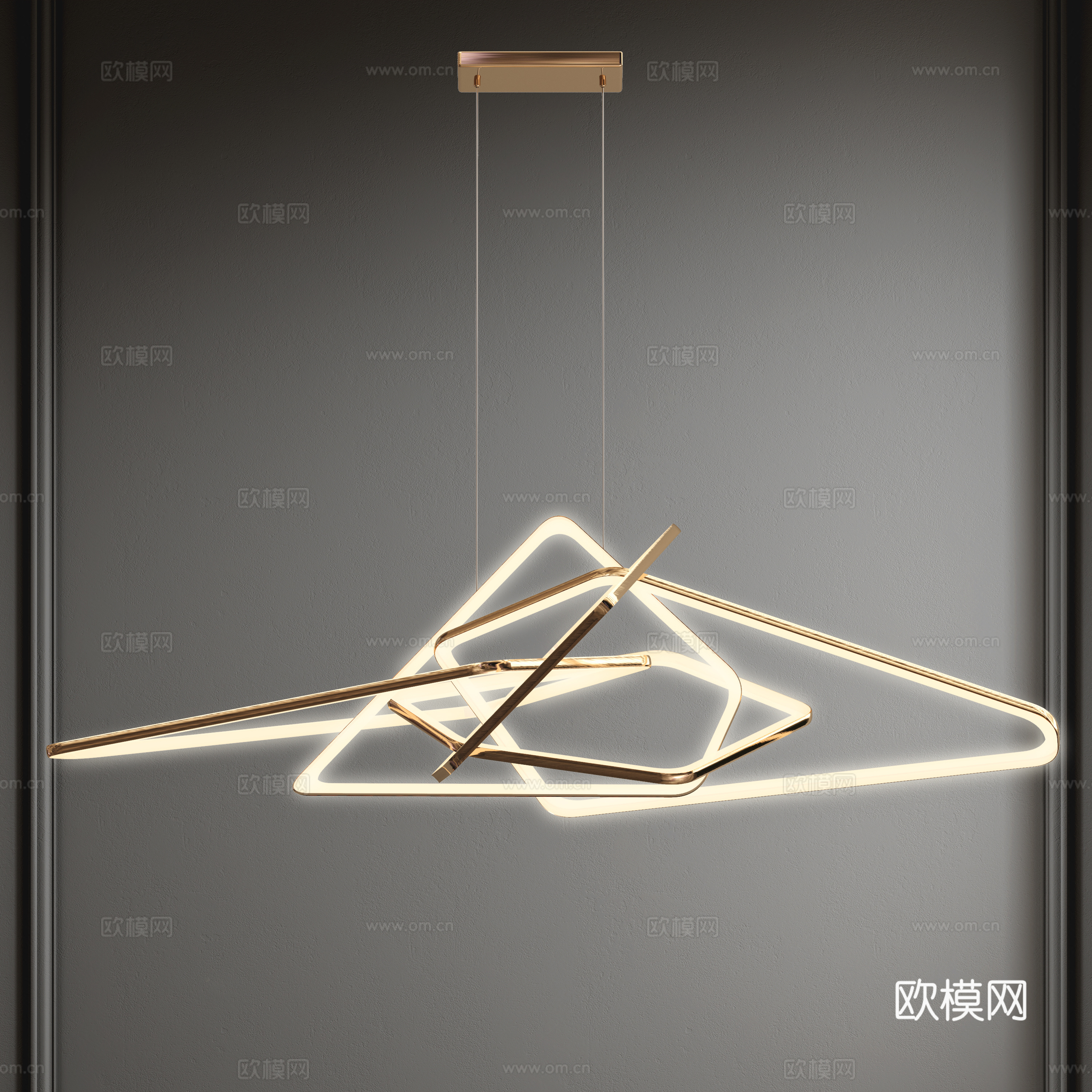 意式轻奢吊灯 餐厅吊灯 线性吊灯 LED吊灯 金属吊灯3d模型
