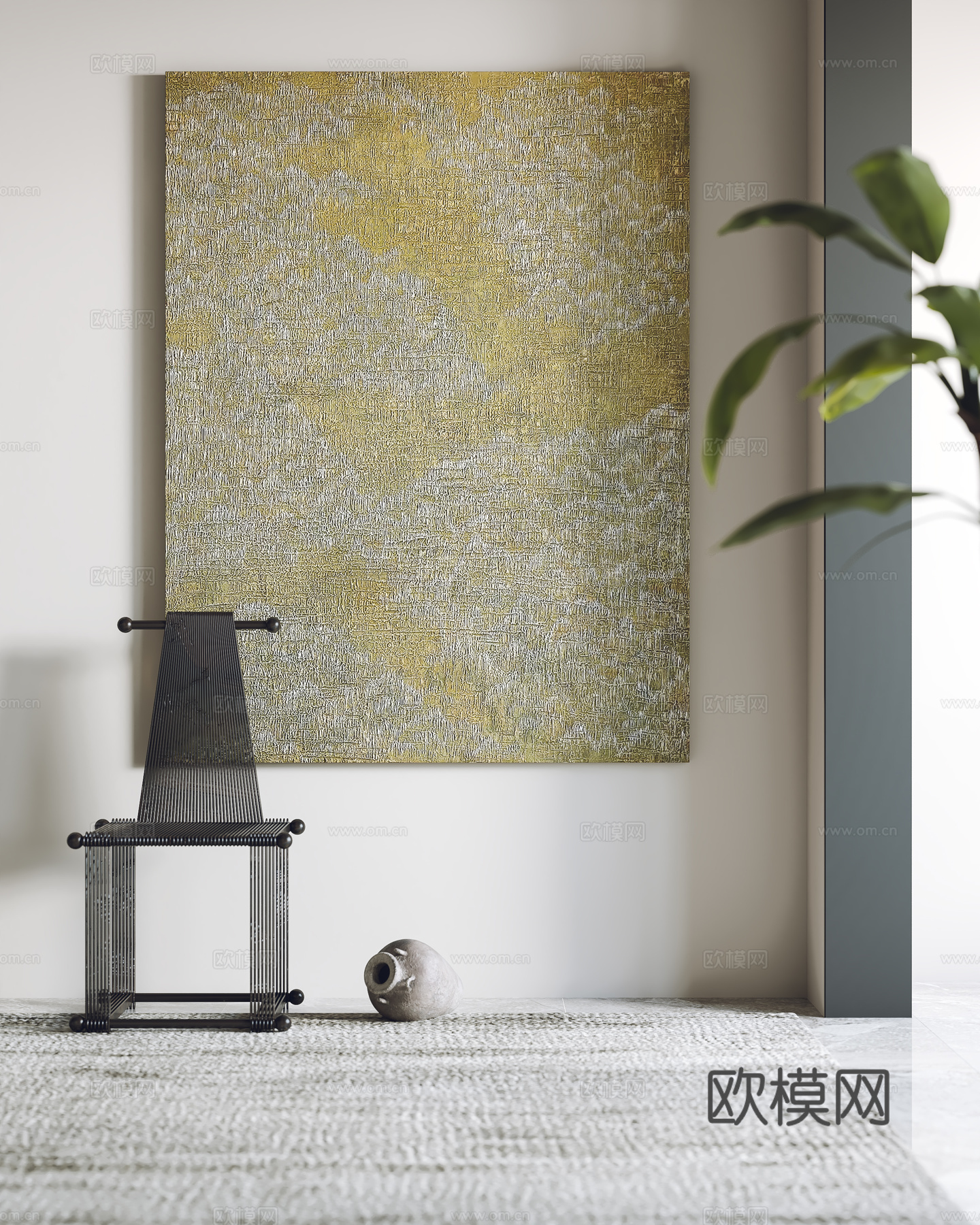 现代挂画 装饰画 单椅3d模型