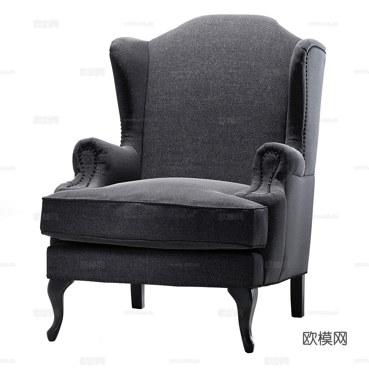 美式简约布艺扶手椅3d模型