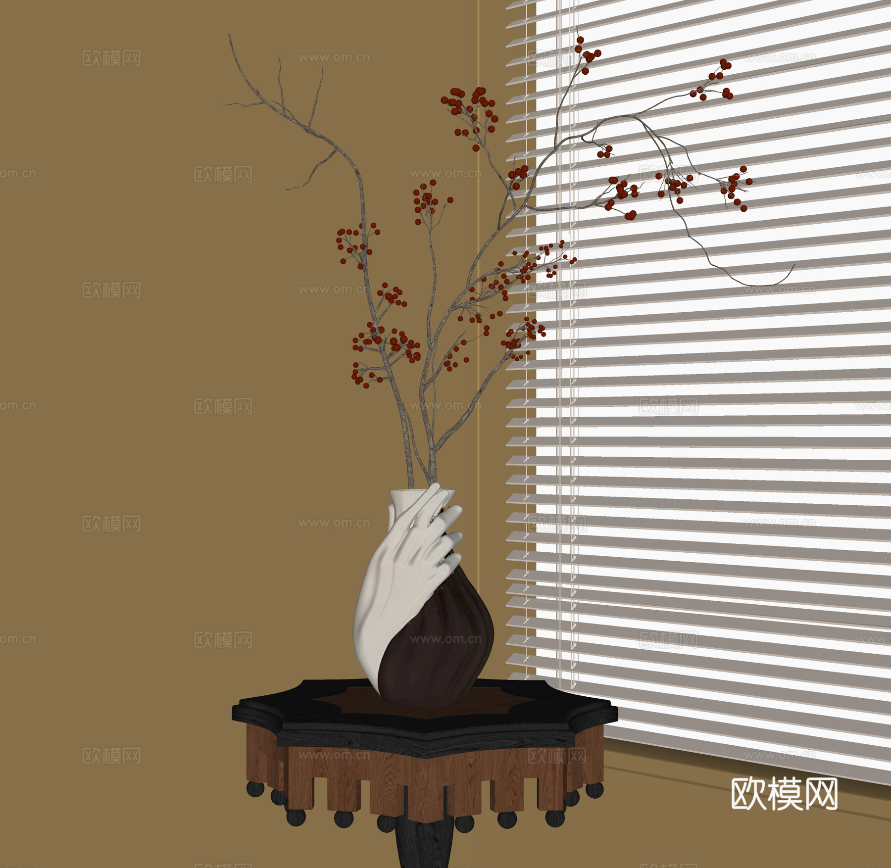 中古风花瓶花艺su模型