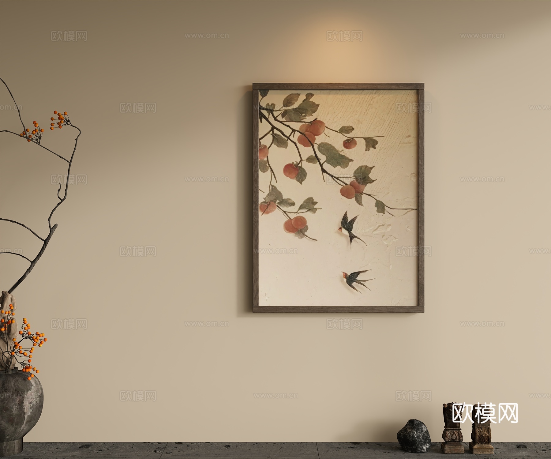 现代新中式挂画 装饰画 挂画 玄关装饰画 中古复古装饰画 油su模型