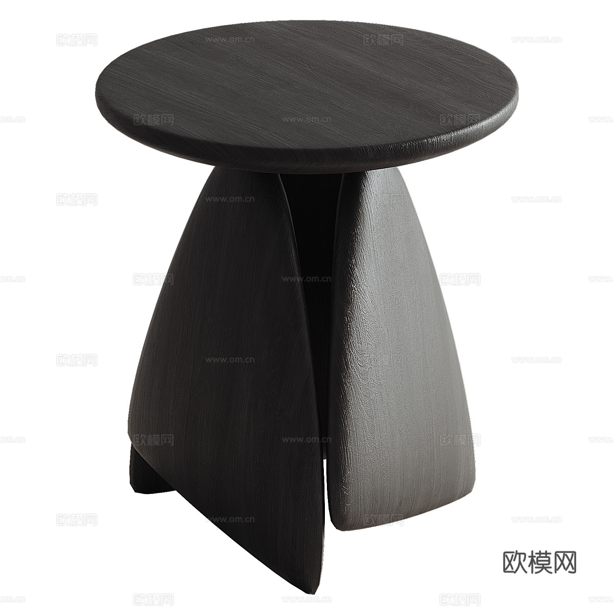 现代侘寂黑色实木边几3d模型