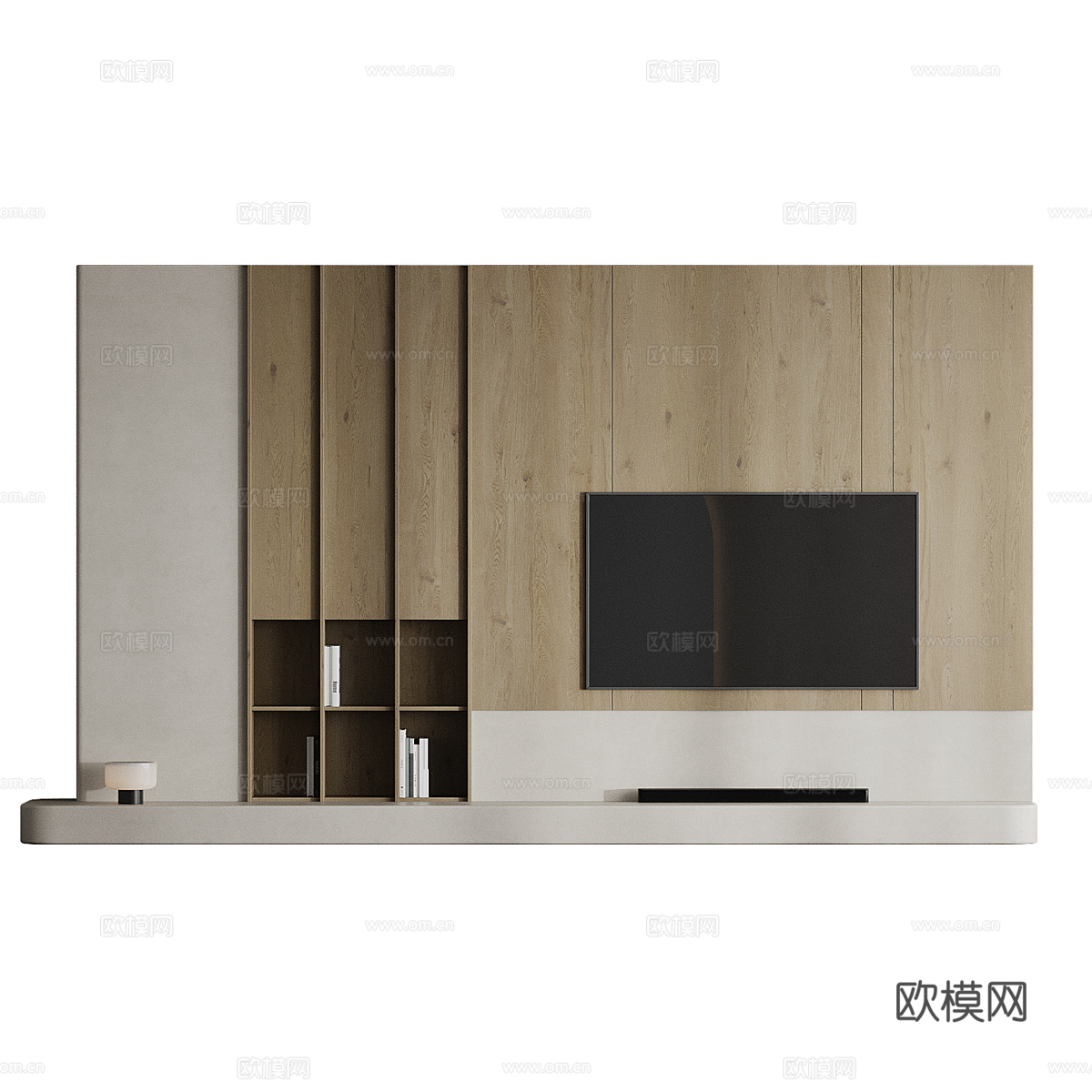 现代侘寂电视背景墙3d模型