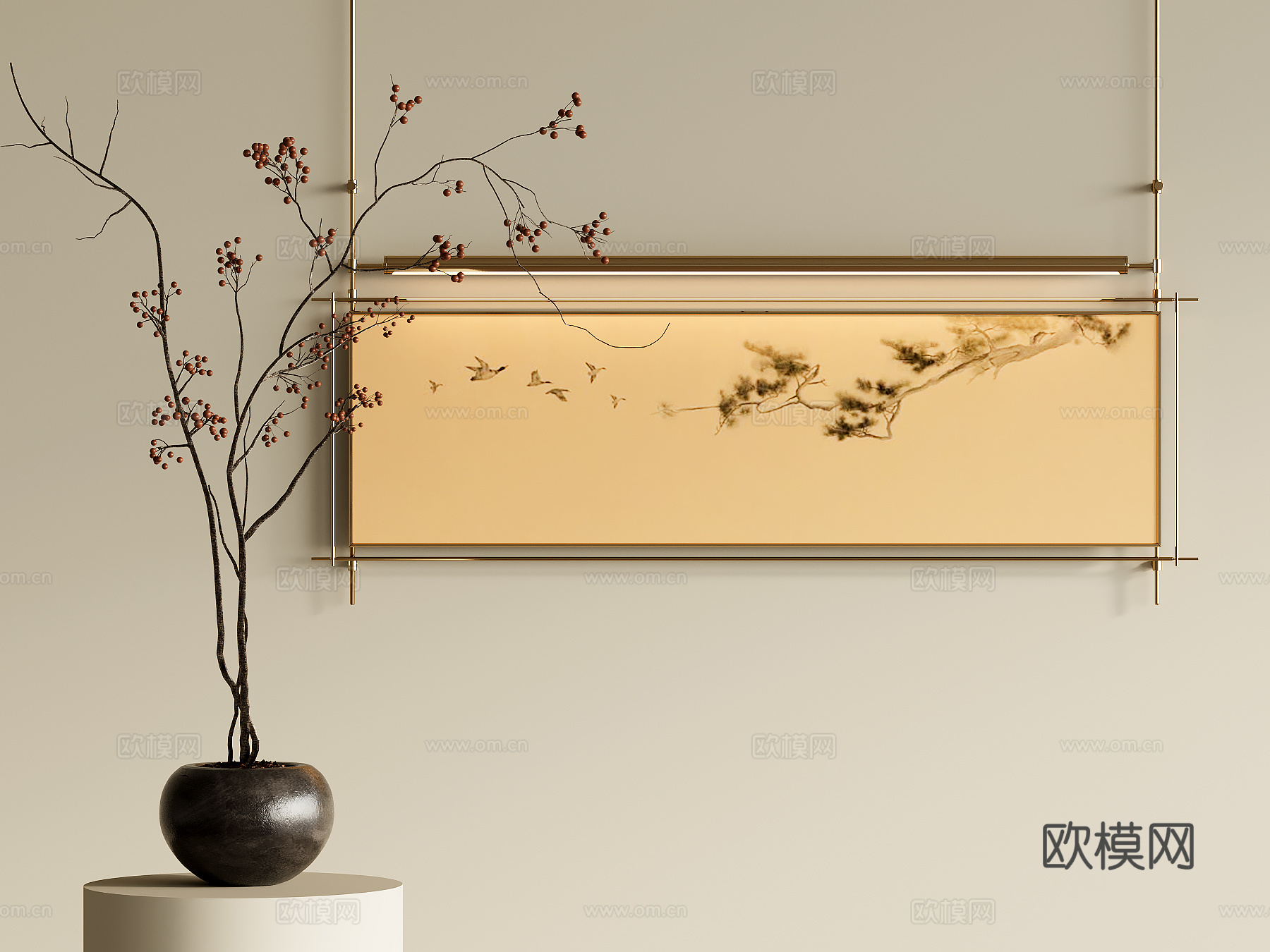新中式装饰画3d模型