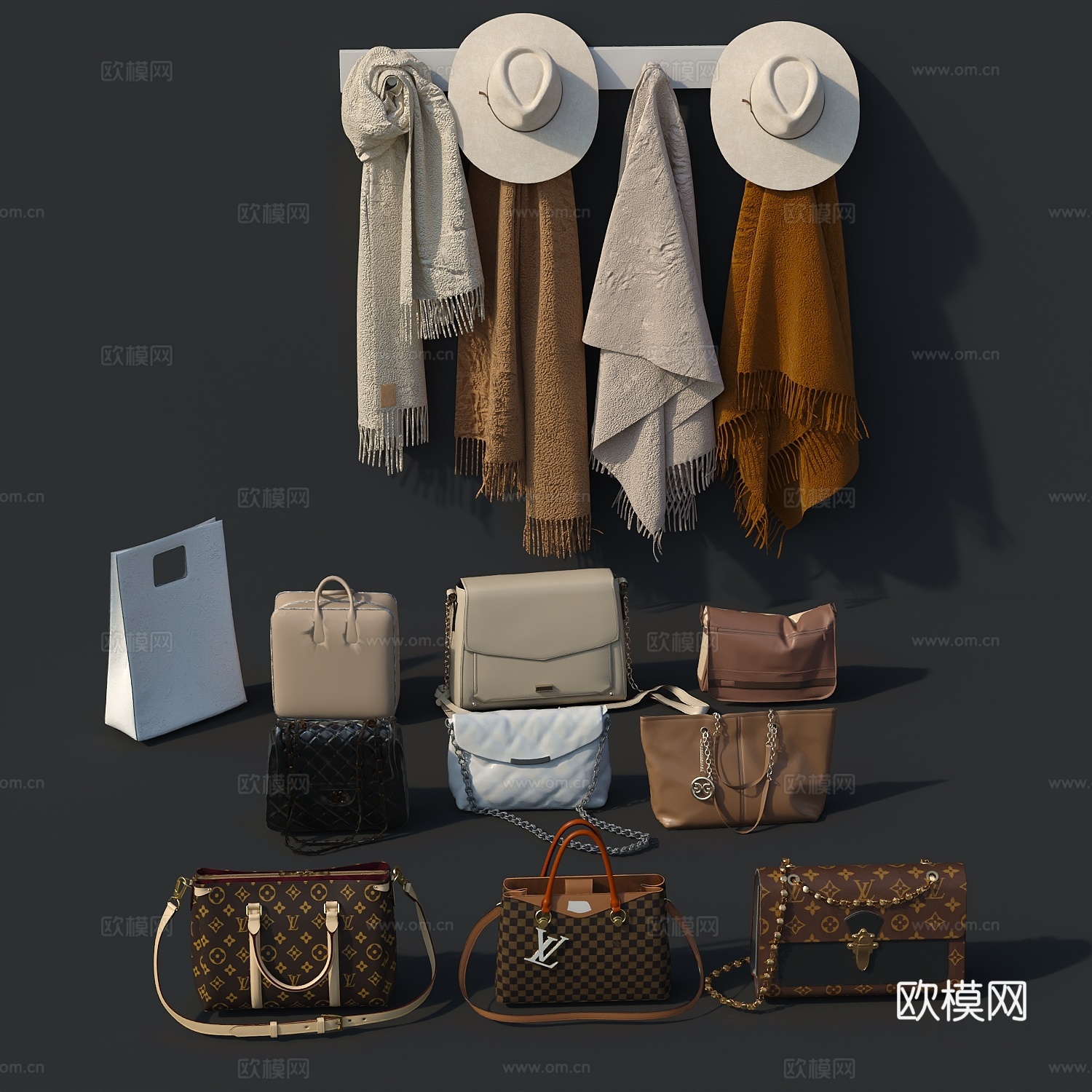 衣服鞋子包包名片包包女生衣服3d模型