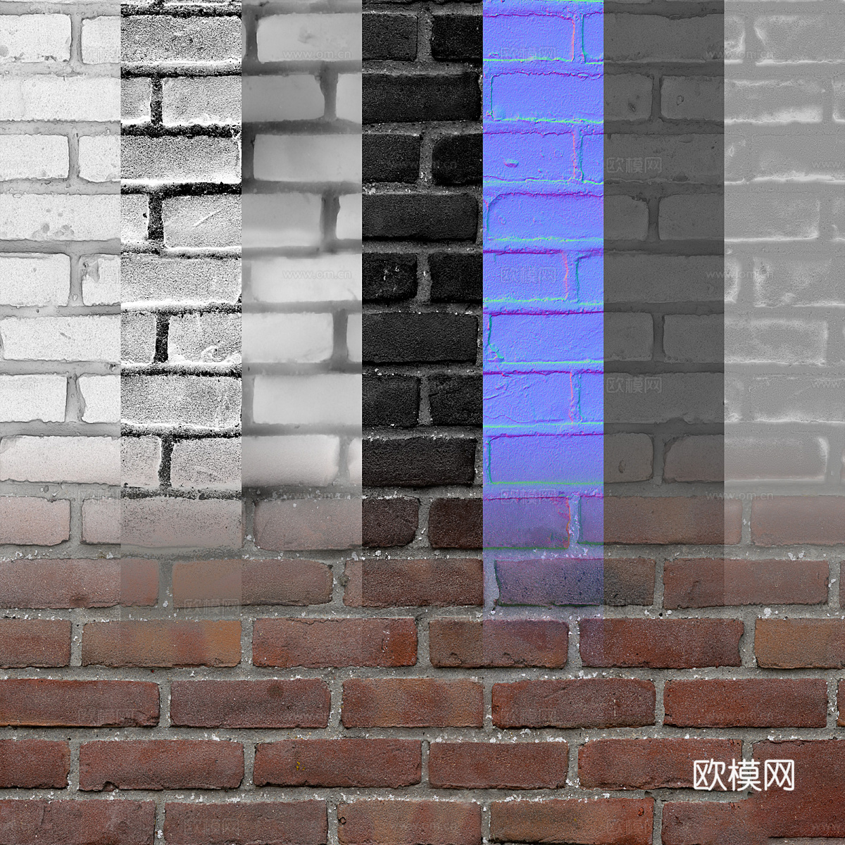 现代意式红砖墙3d模型