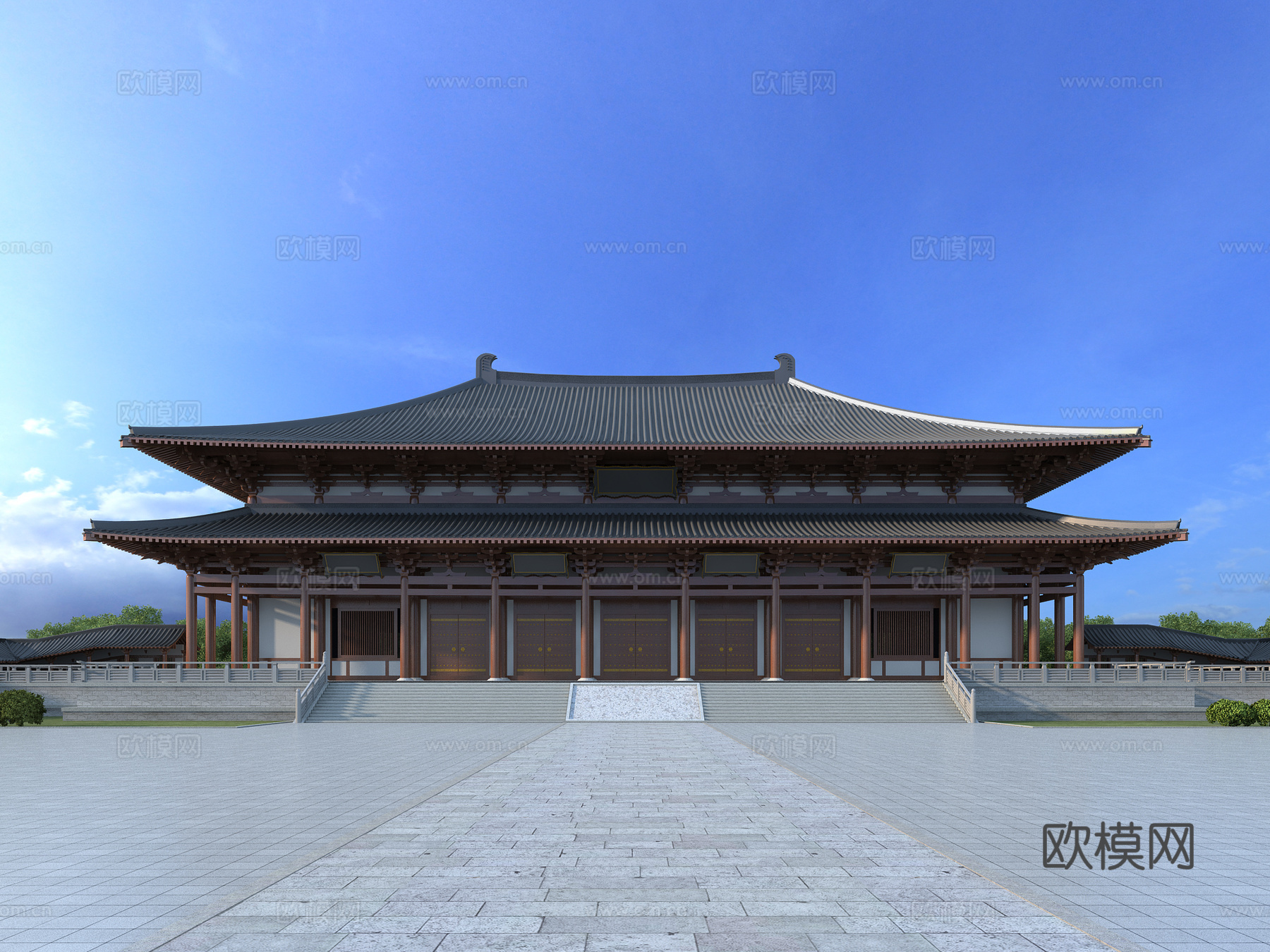 古建 中式建筑 寺庙 庙宇 大雄宝殿 斗拱 重檐 唐宋3d模型