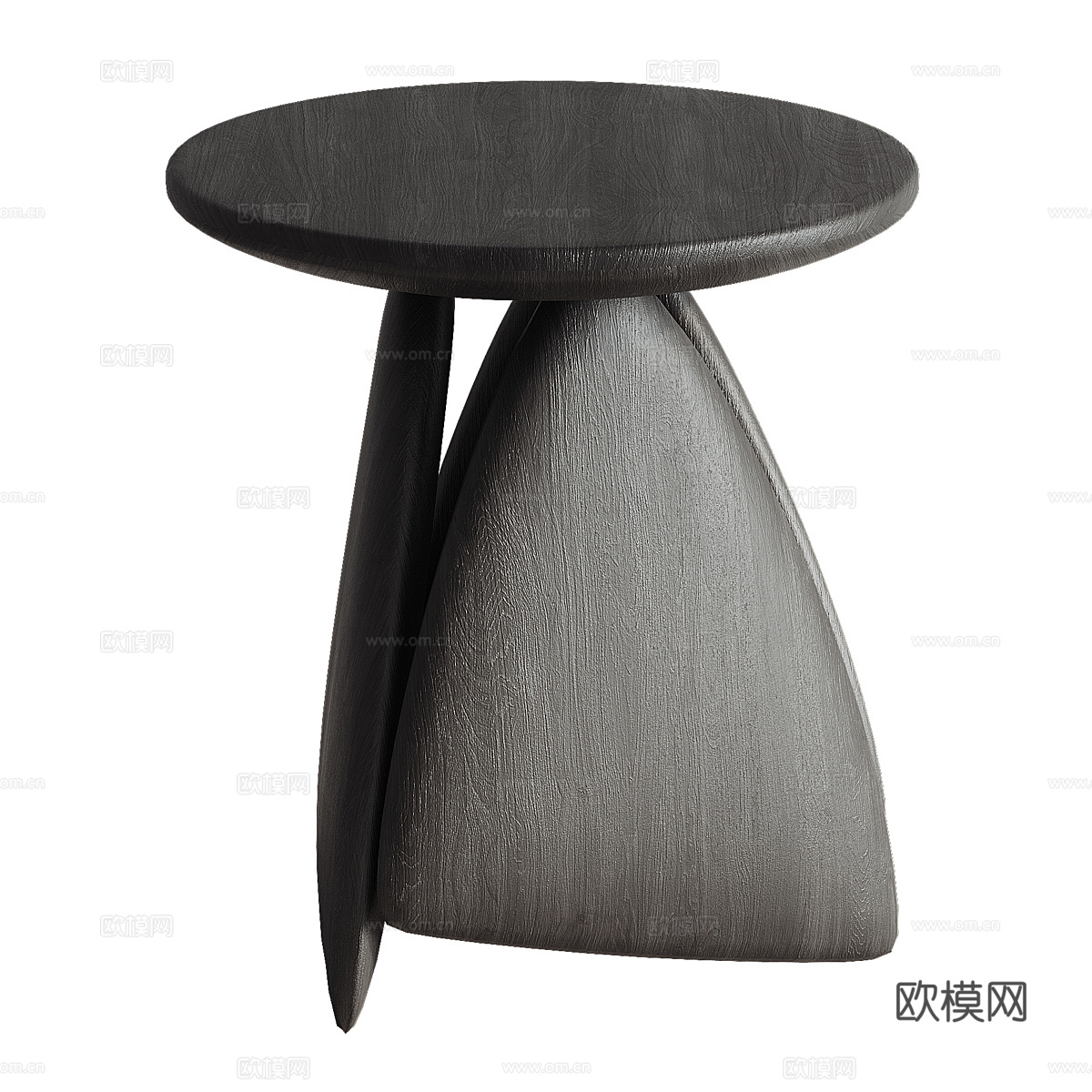 现代侘寂黑色实木边几3d模型