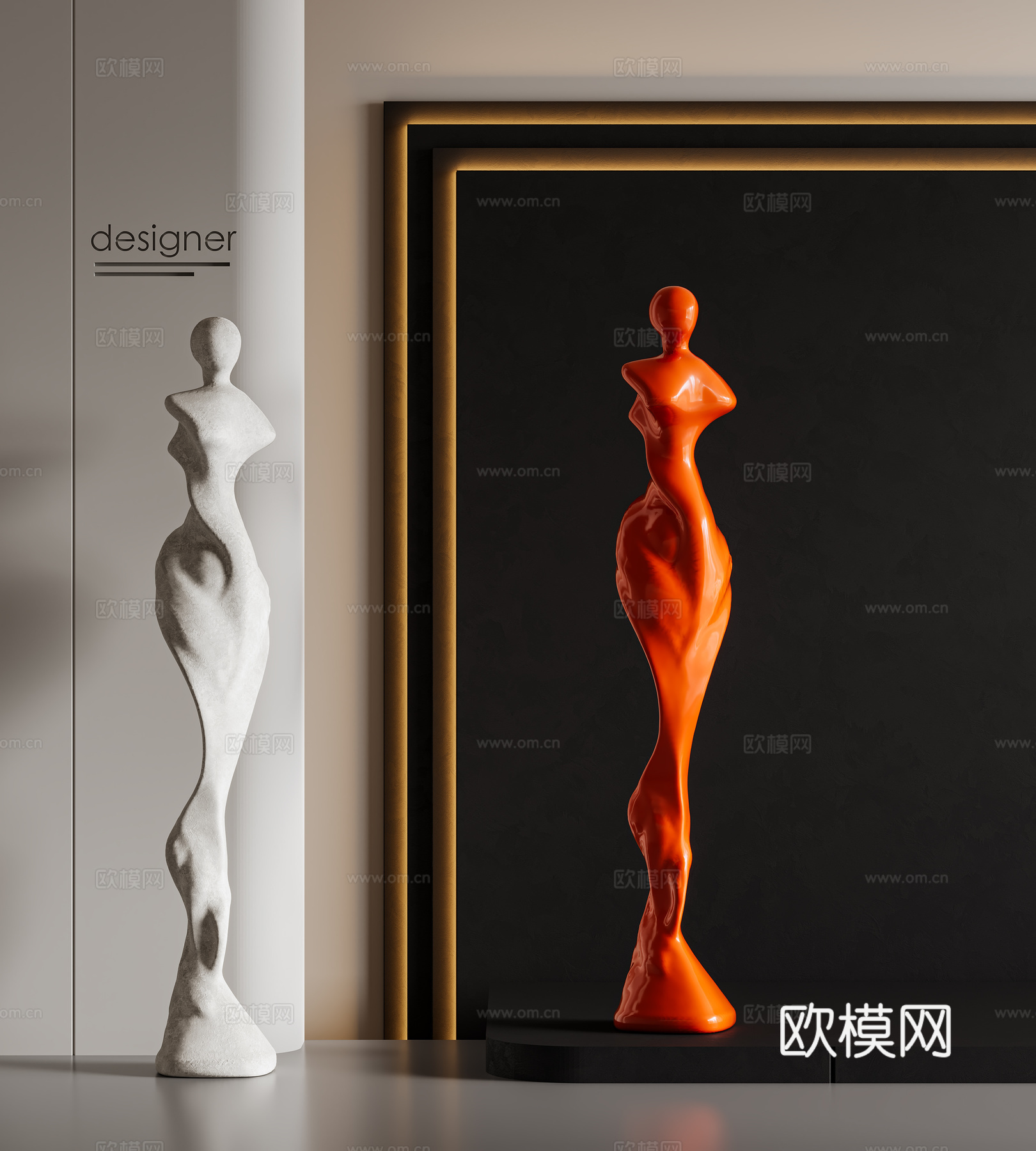 现代意式轻奢雕塑 诧寂中古雕塑 抽象人物雕塑 艺术雕塑 石3d模型