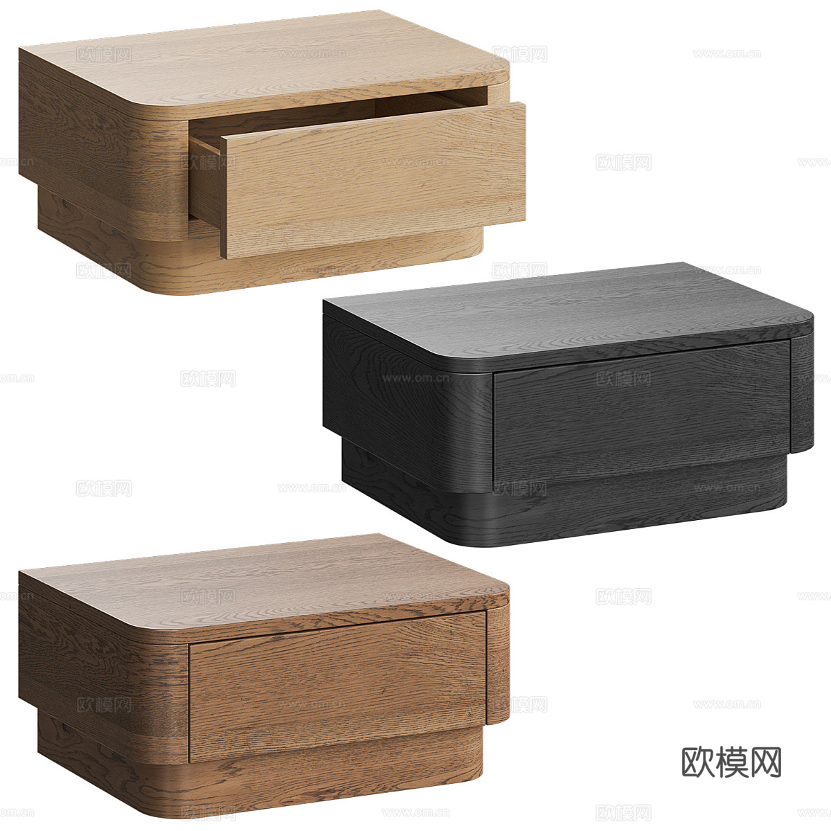 现代意式实木床头柜3d模型