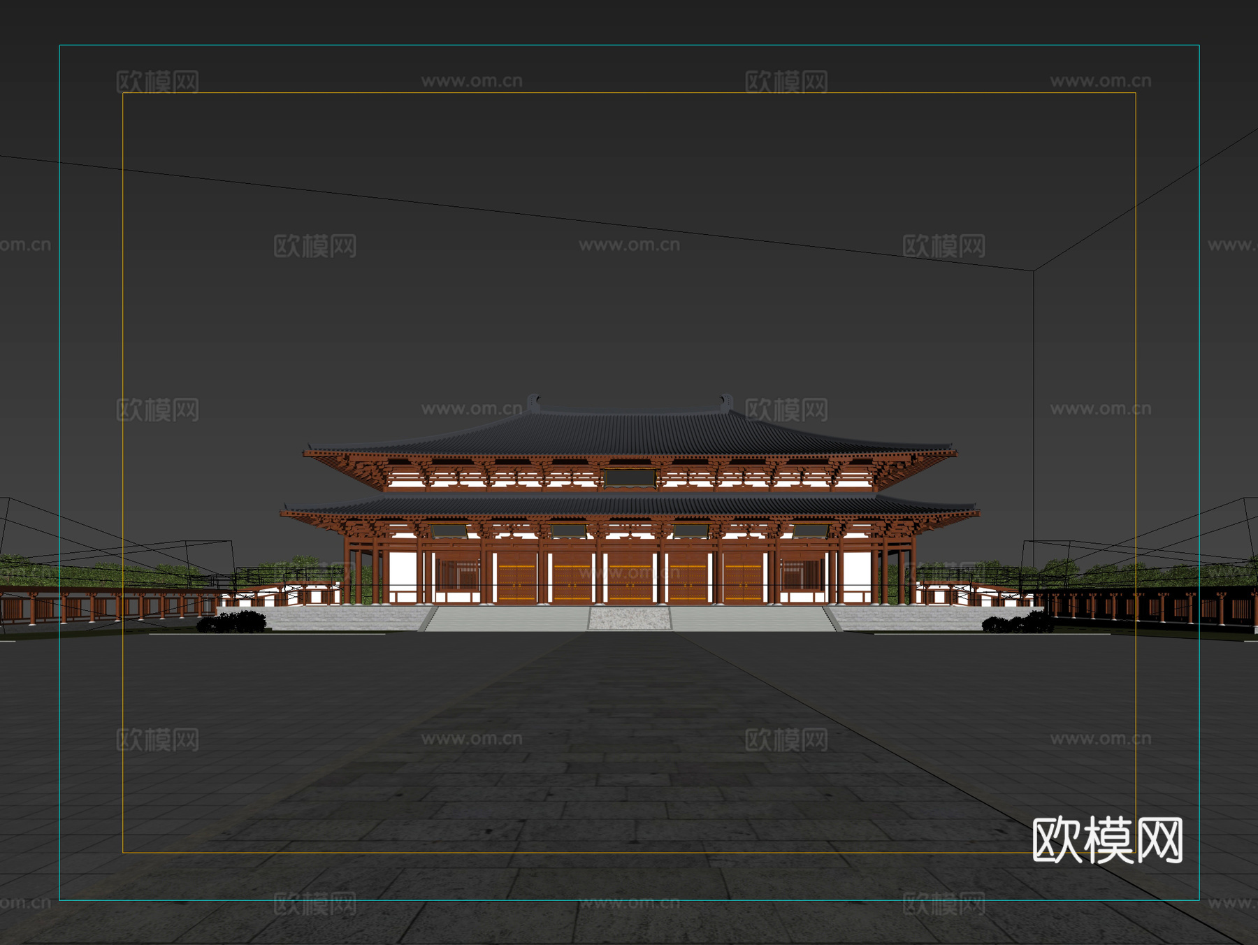 古建 中式建筑 寺庙 庙宇 大雄宝殿 斗拱 重檐 唐宋3d模型