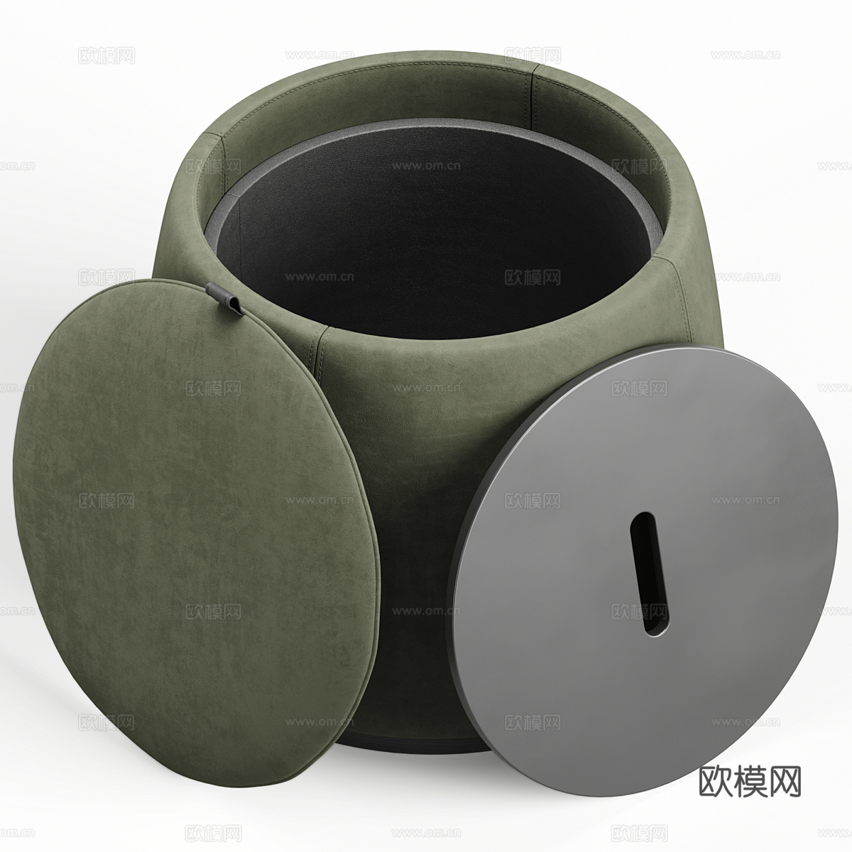 现代意式布艺皮革储物凳3d模型