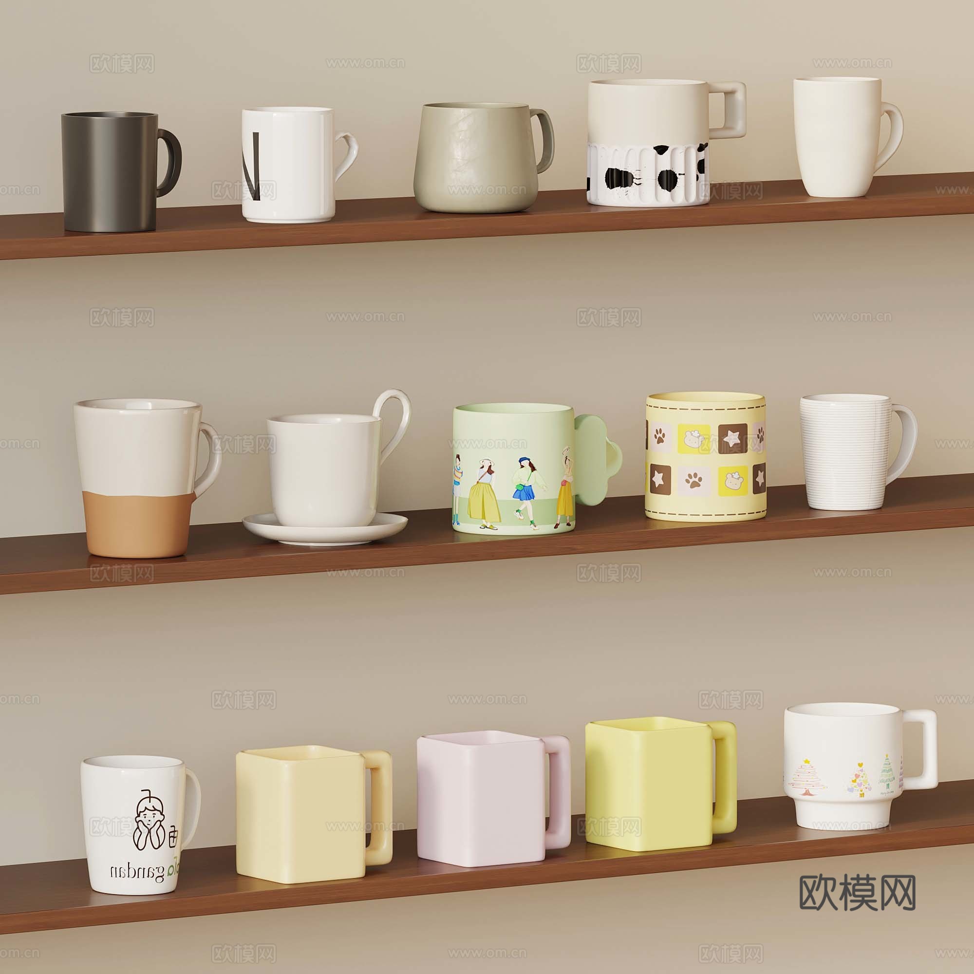 杯子 现代杯子 马克杯3d模型