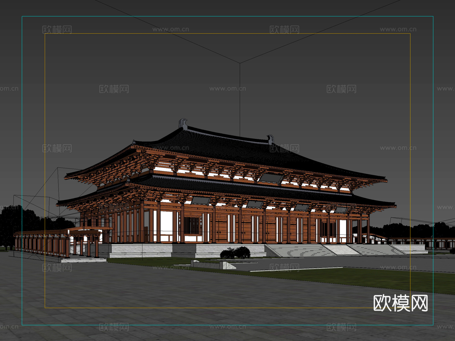 古建 中式建筑 寺庙 庙宇 大雄宝殿 斗拱 重檐 唐宋3d模型