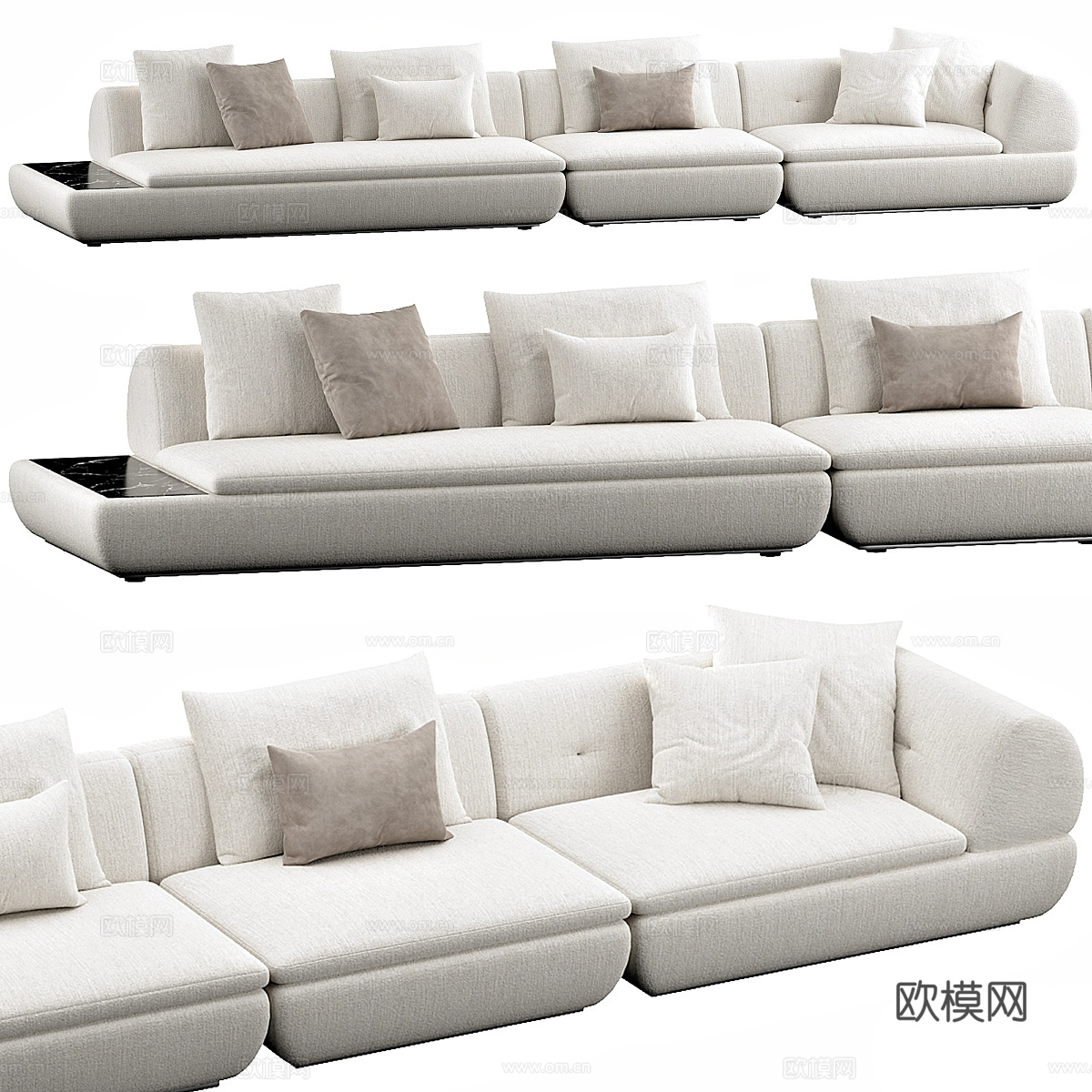 现代奶油风布艺休闲沙发3d模型